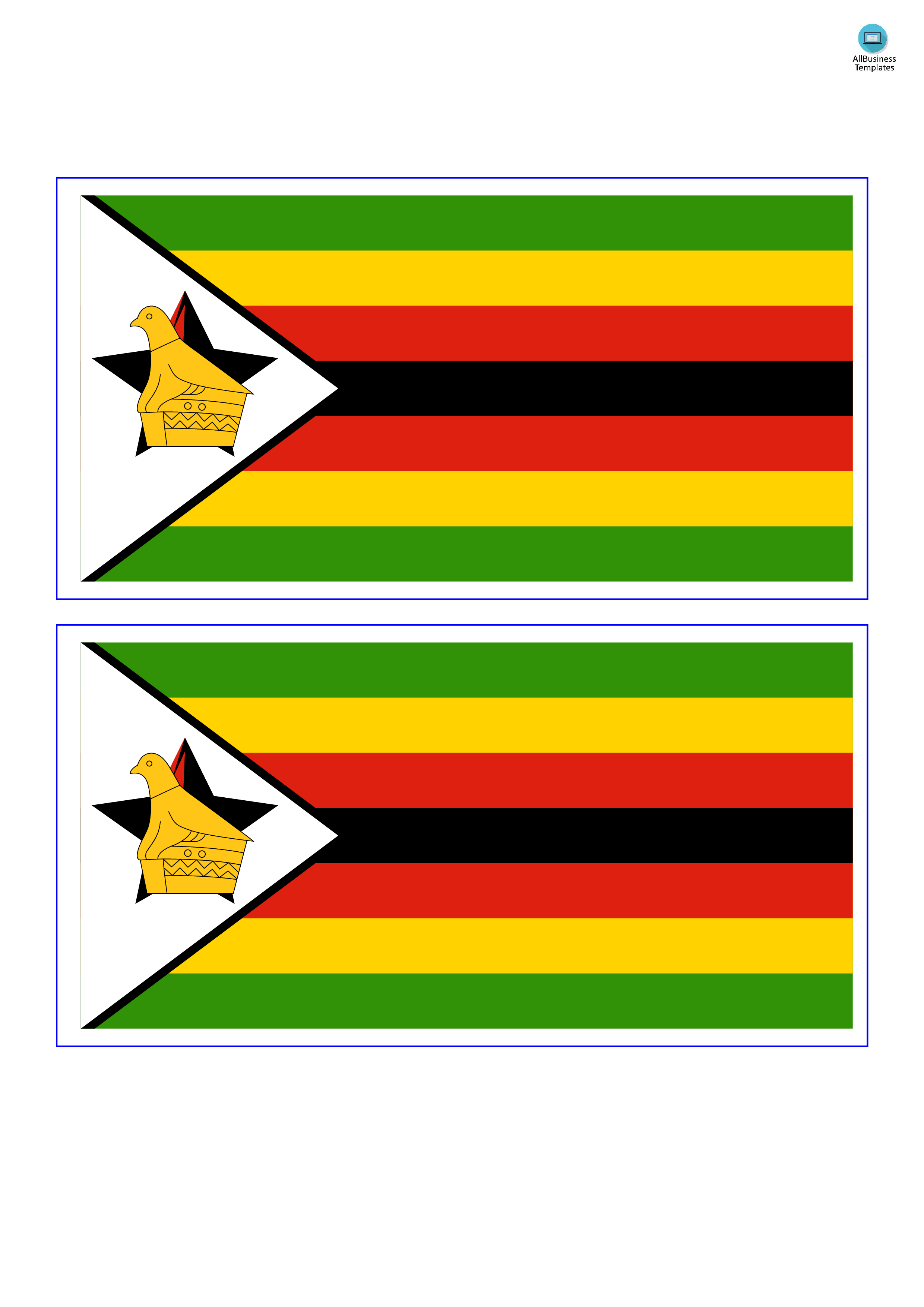 Zimbabwe printable flag template 模板