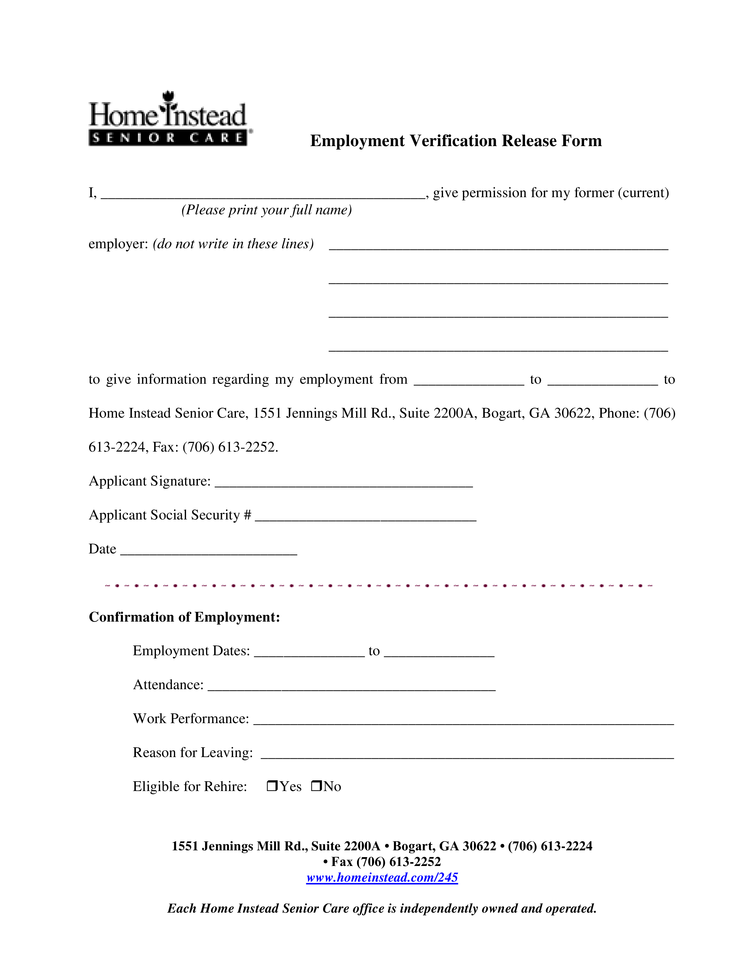 employment verification release form Hauptschablonenbild