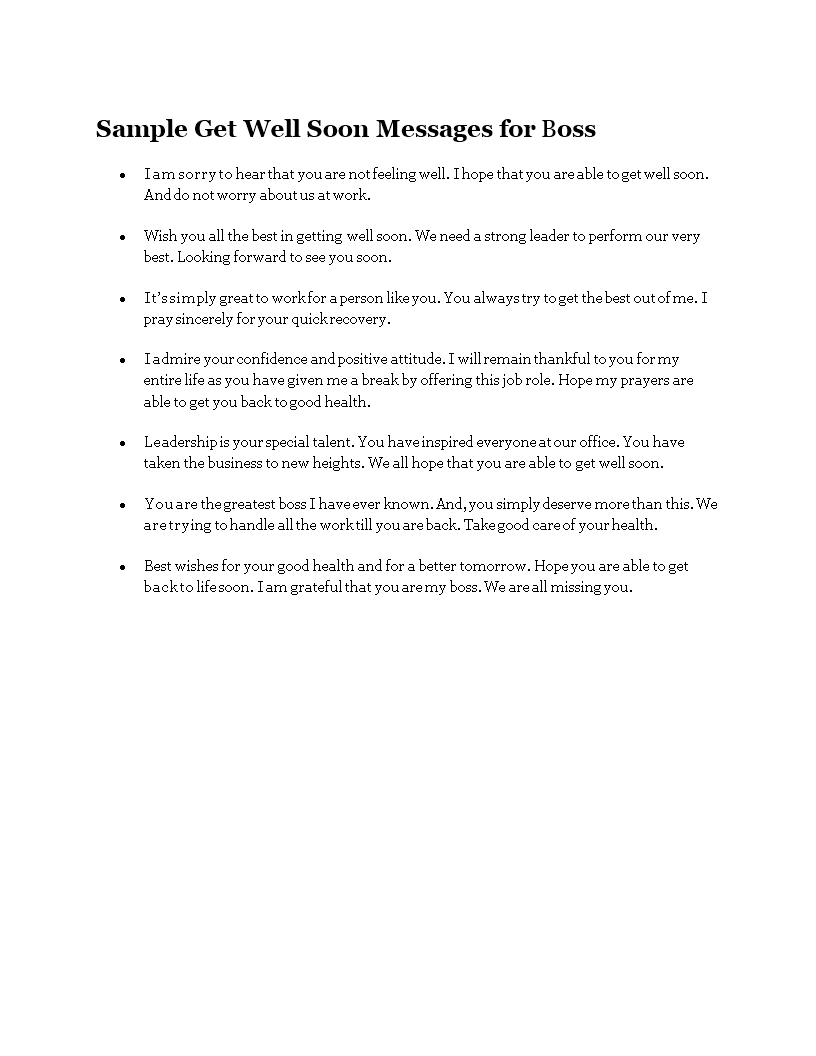 sample get well soon messages for boss template