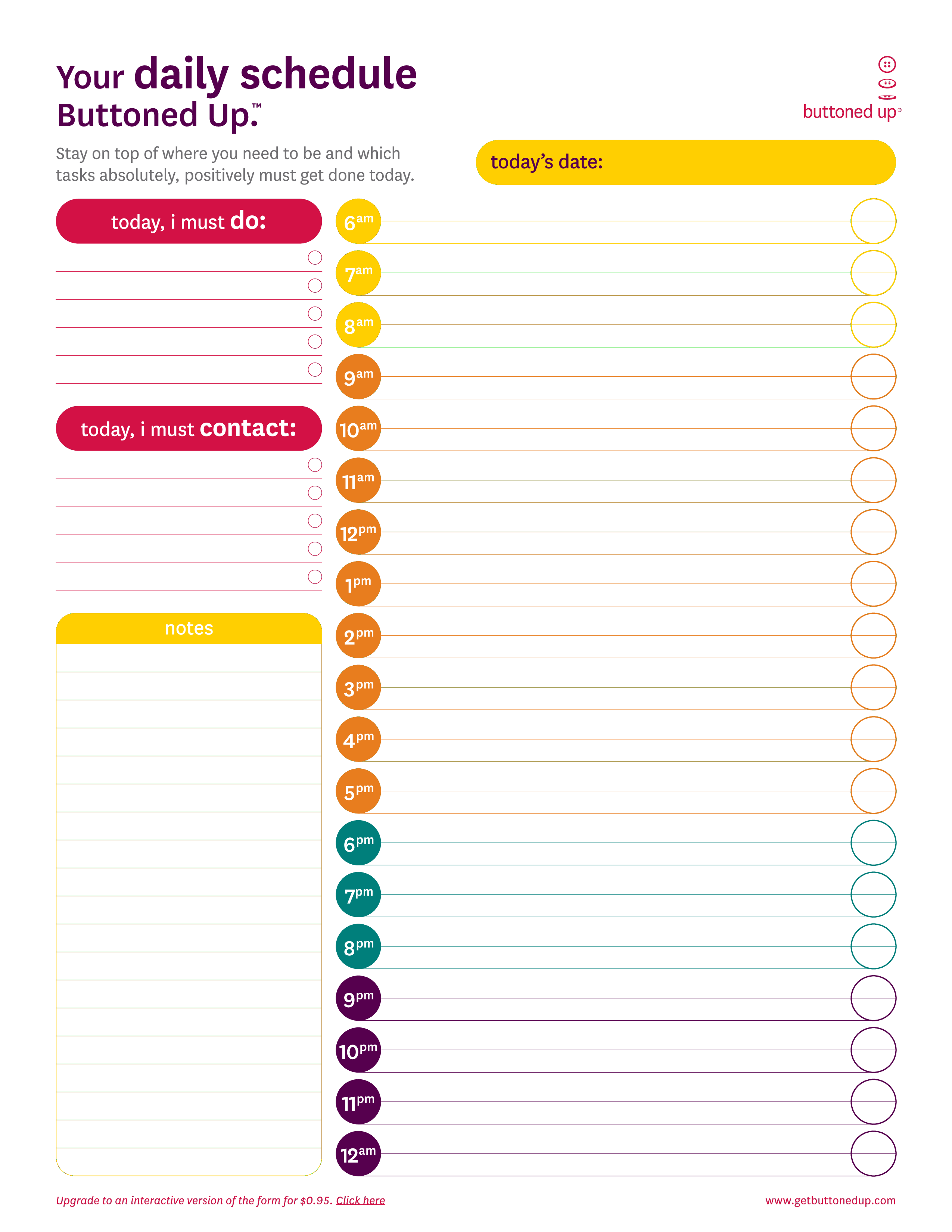 Printable Daily Agenda Planner 模板