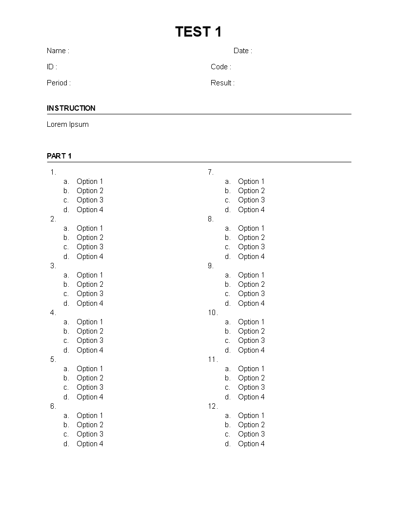 multiple choice survey template modèles