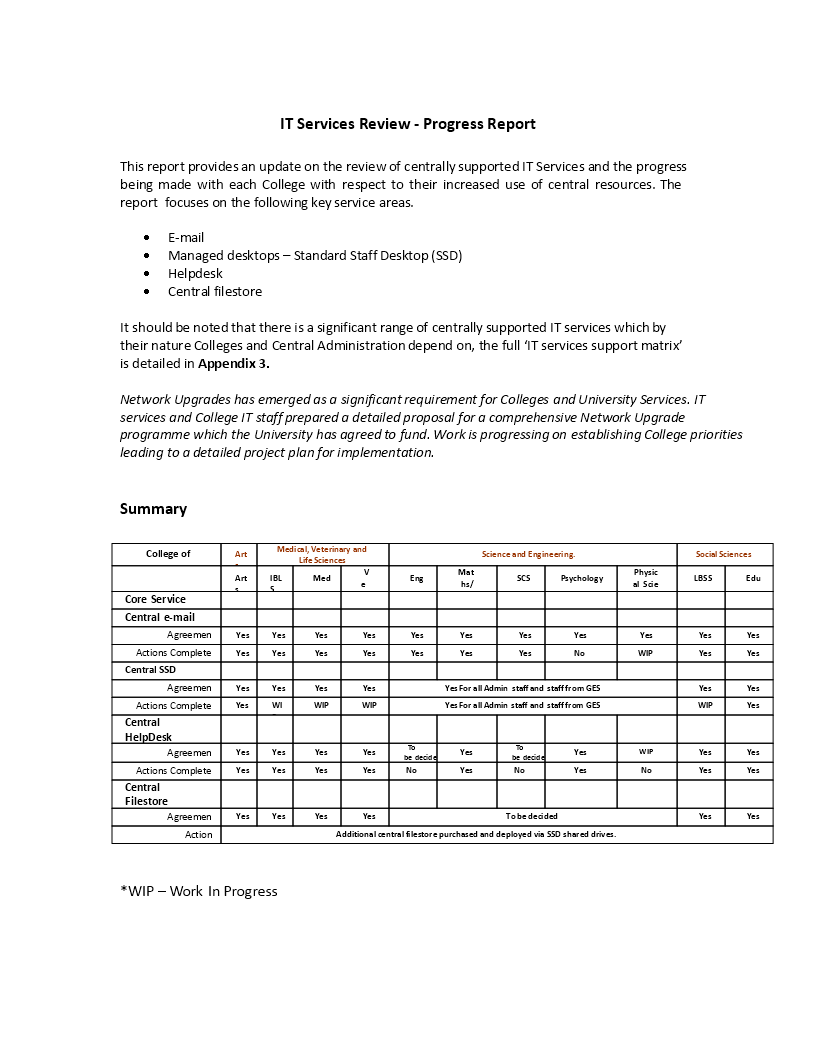 simple it service progress report plantilla imagen principal