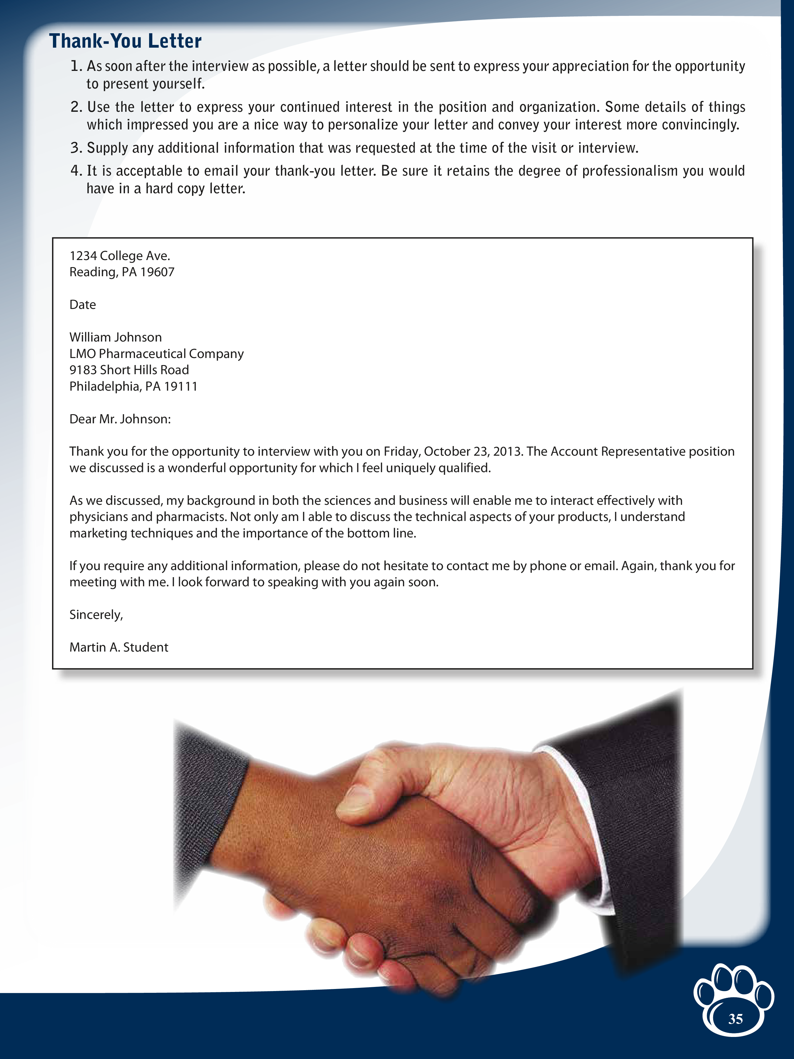 post account representative interview thank you letter template