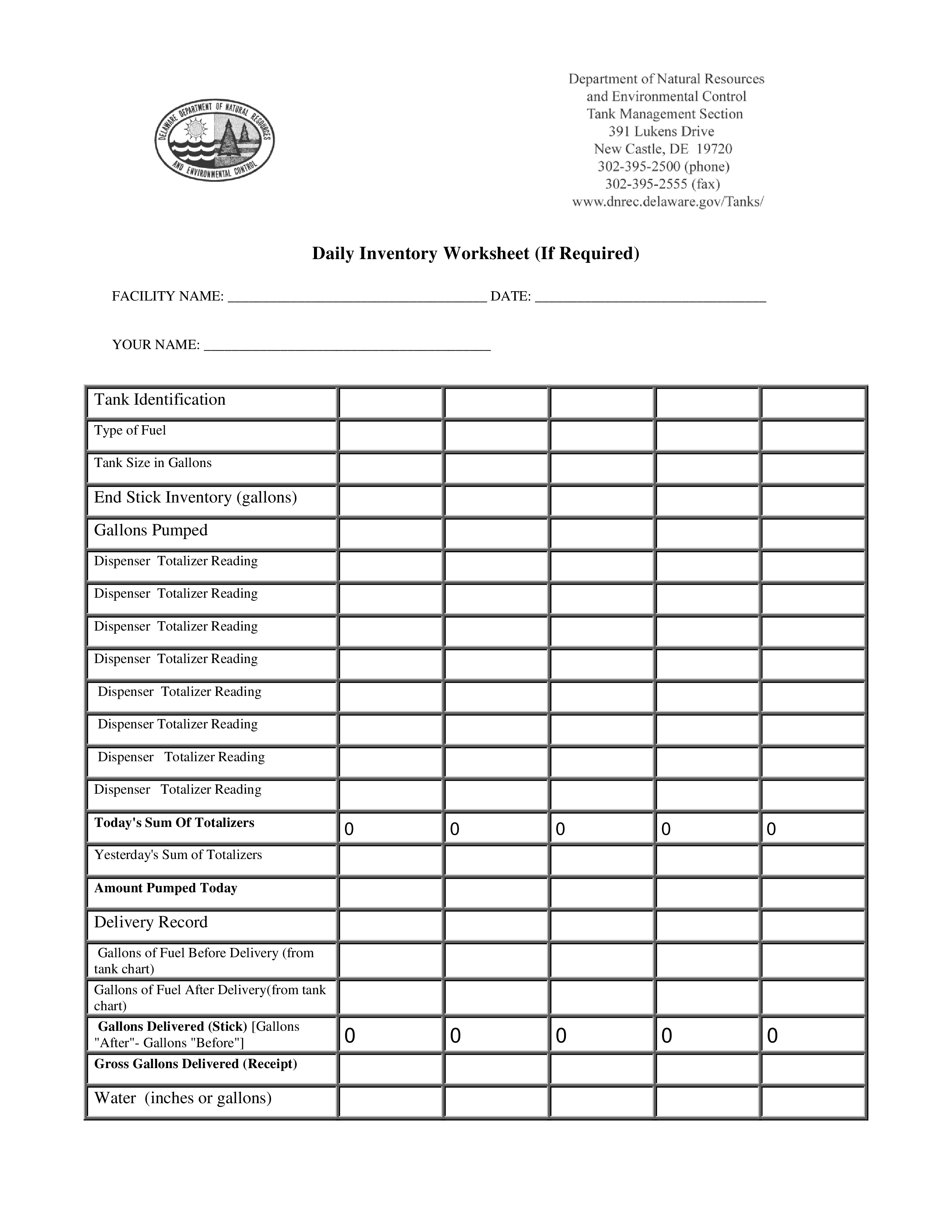 Inventory Worksheet 模板