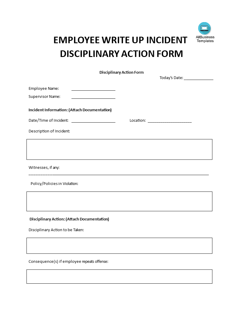 write up incident form template