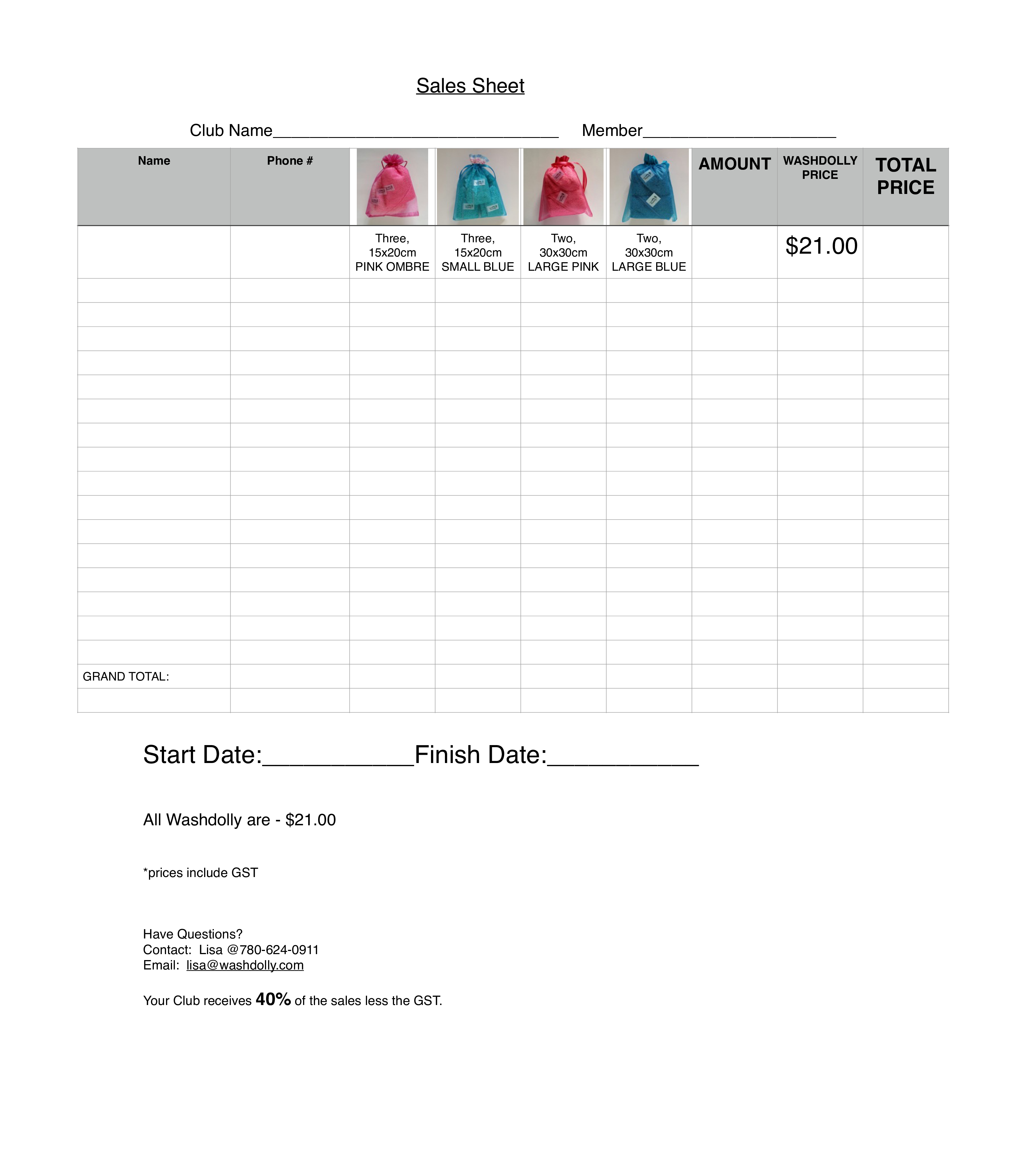 fundraiser sales template