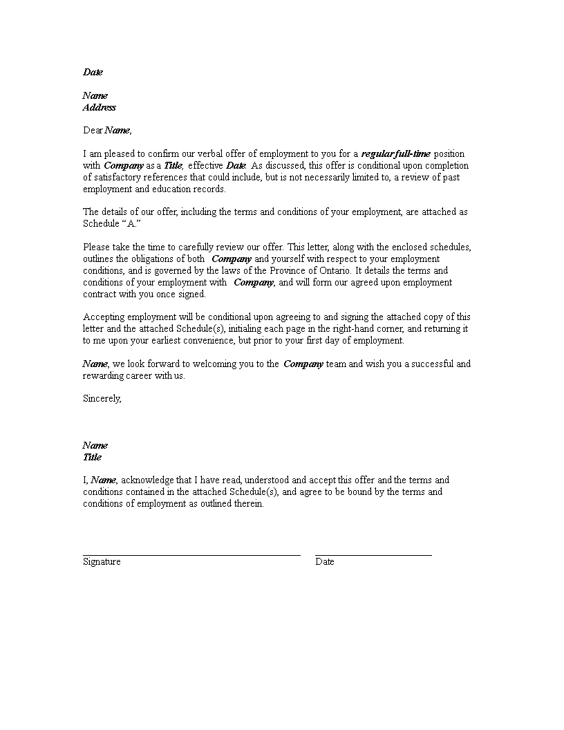 Kostenloses Software Company Offer Letter Format