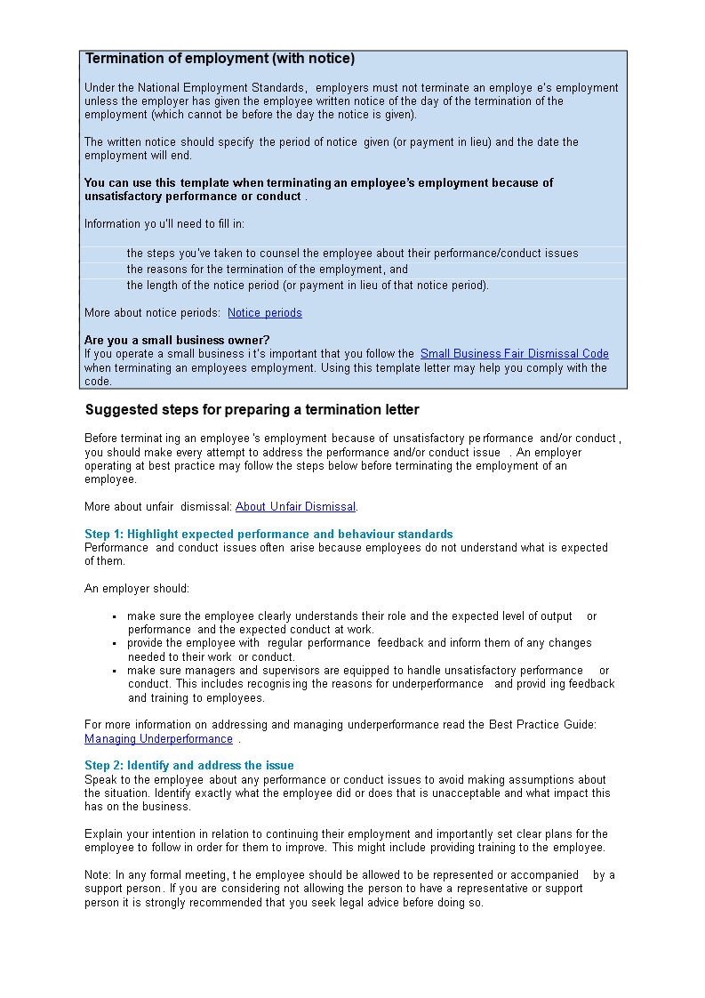 employee termination letter with notice period Hauptschablonenbild