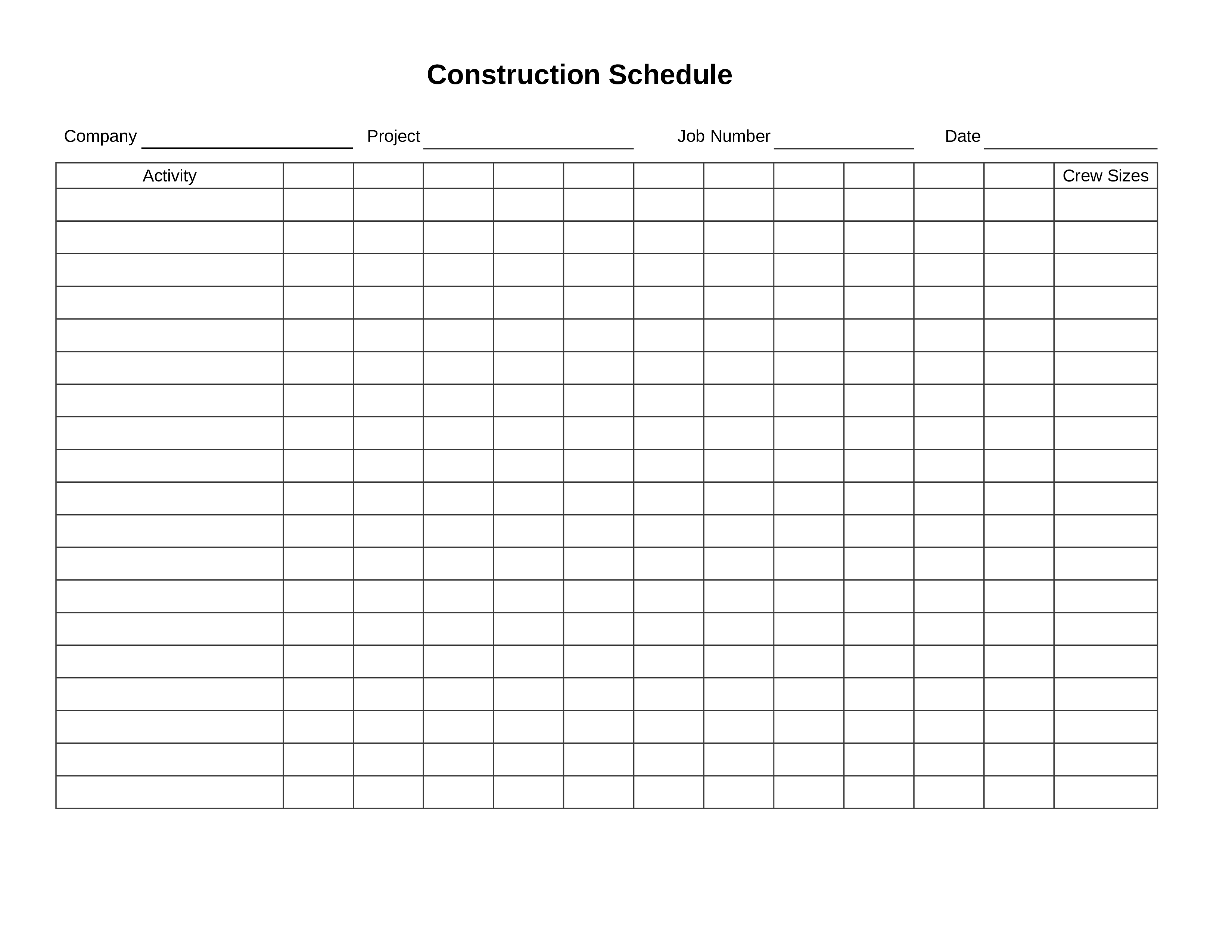 construction job schedule voorbeeld afbeelding 