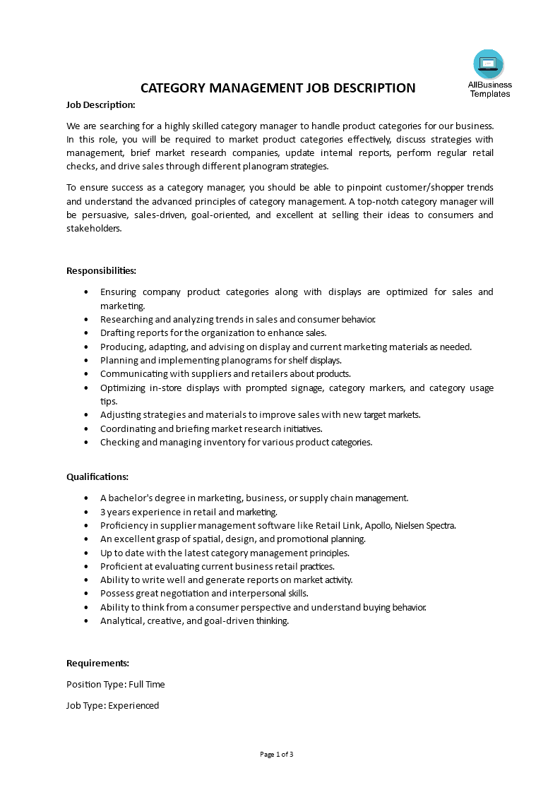 category management job description plantilla imagen principal