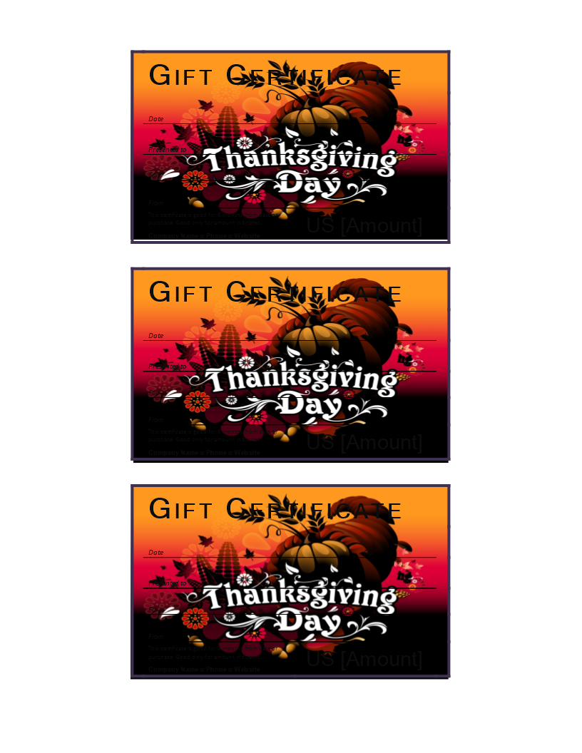 Thanksgiving Gift Voucher 模板