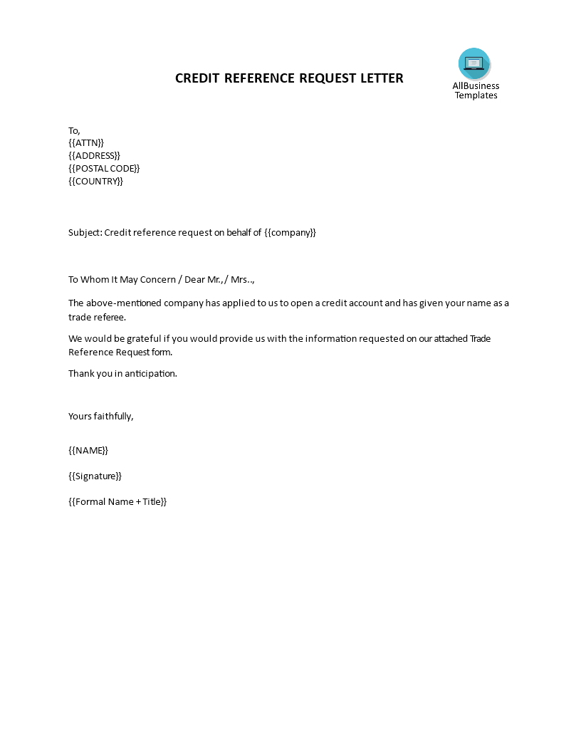 trade reference letter samples template