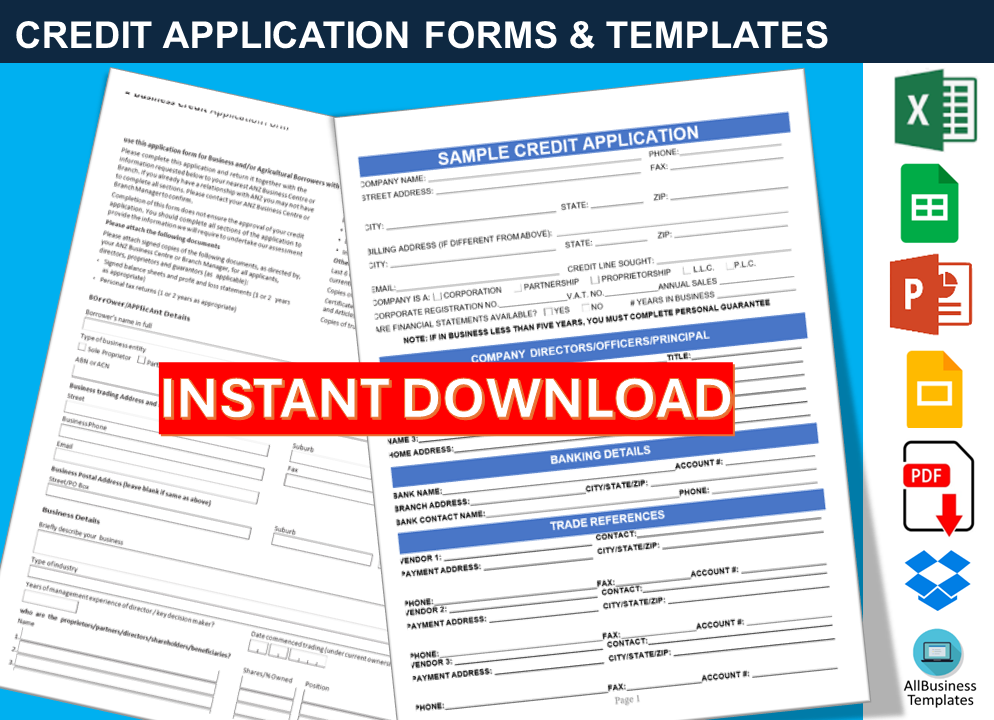 Business Credit Application Forms
