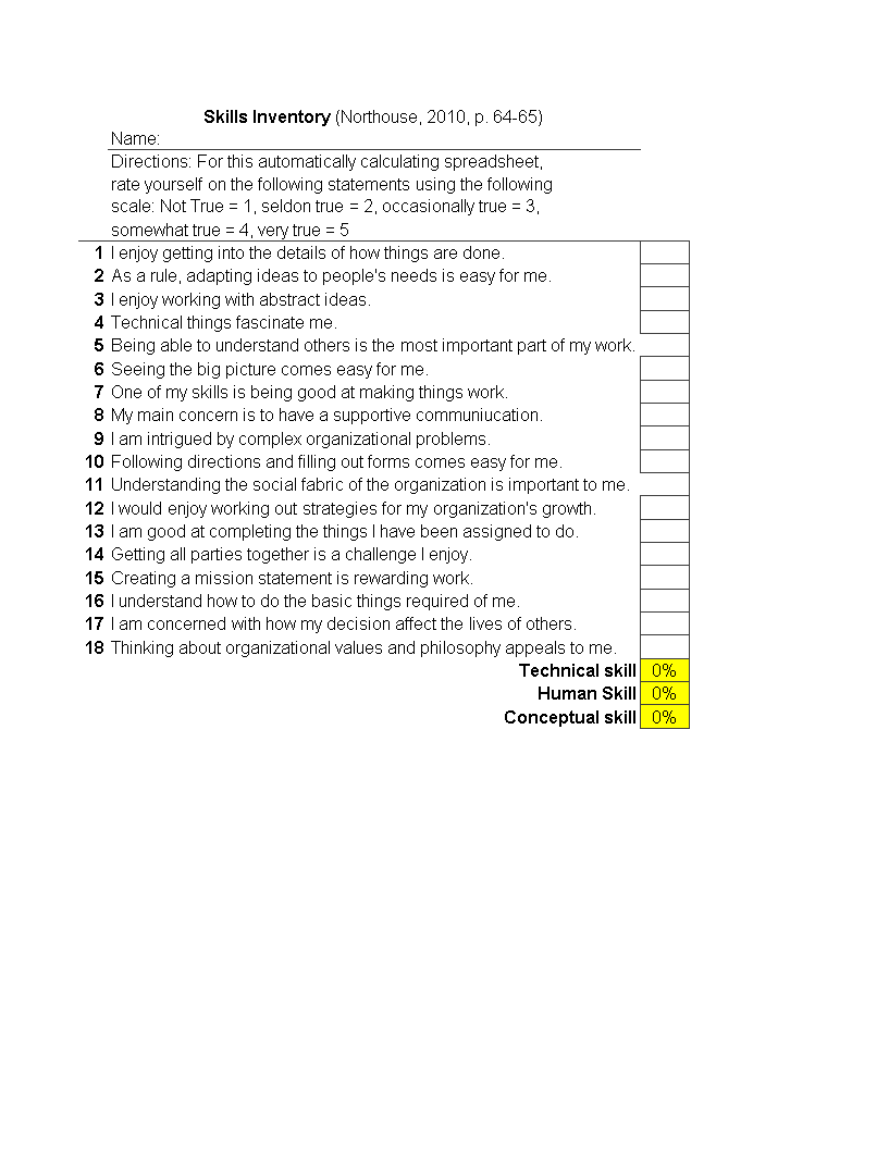 Skills Inventory 模板