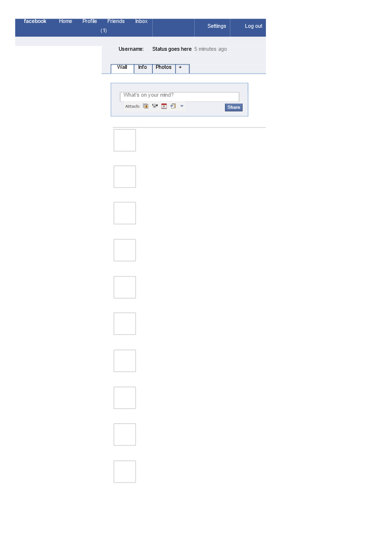 empty facebook page template