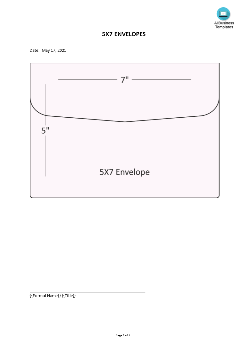 5x7 Envelope template Templates at