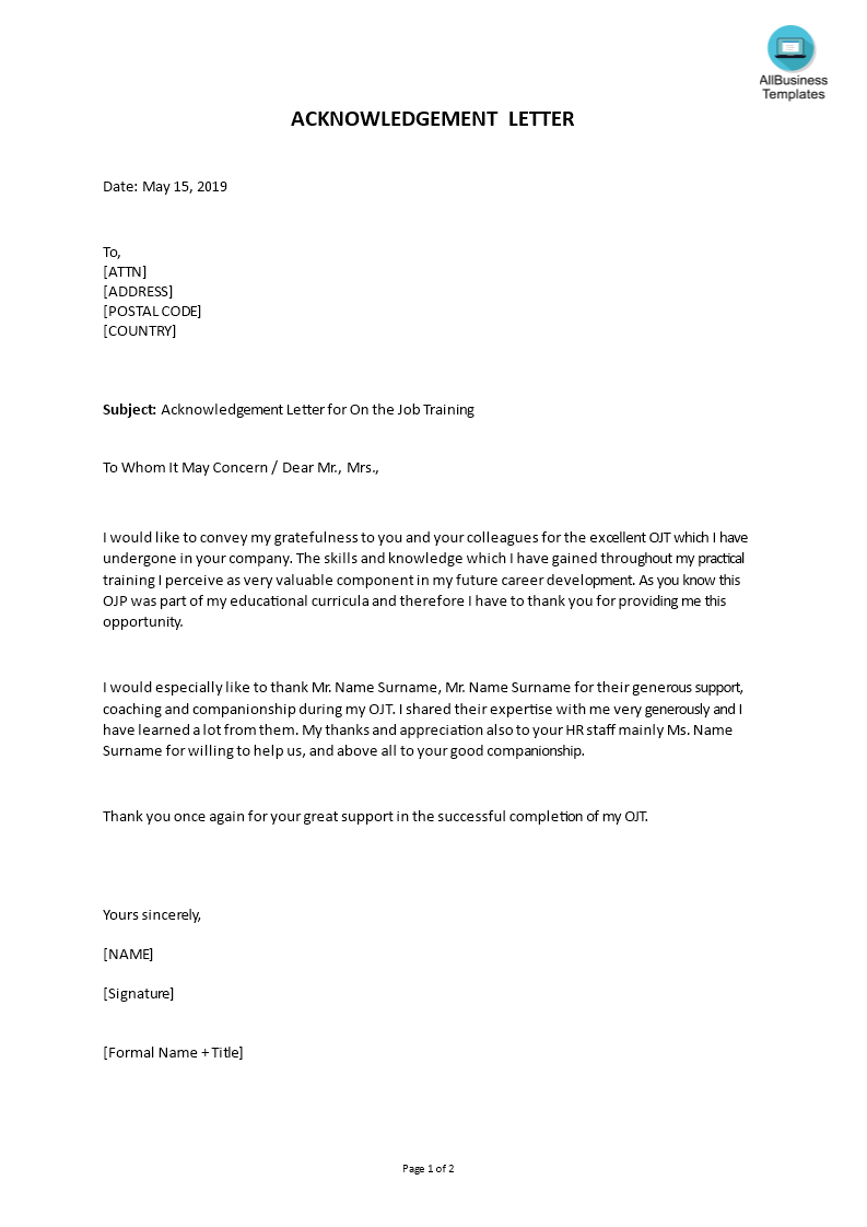 Thank You Letter For Training Opportunity from www.allbusinesstemplates.com