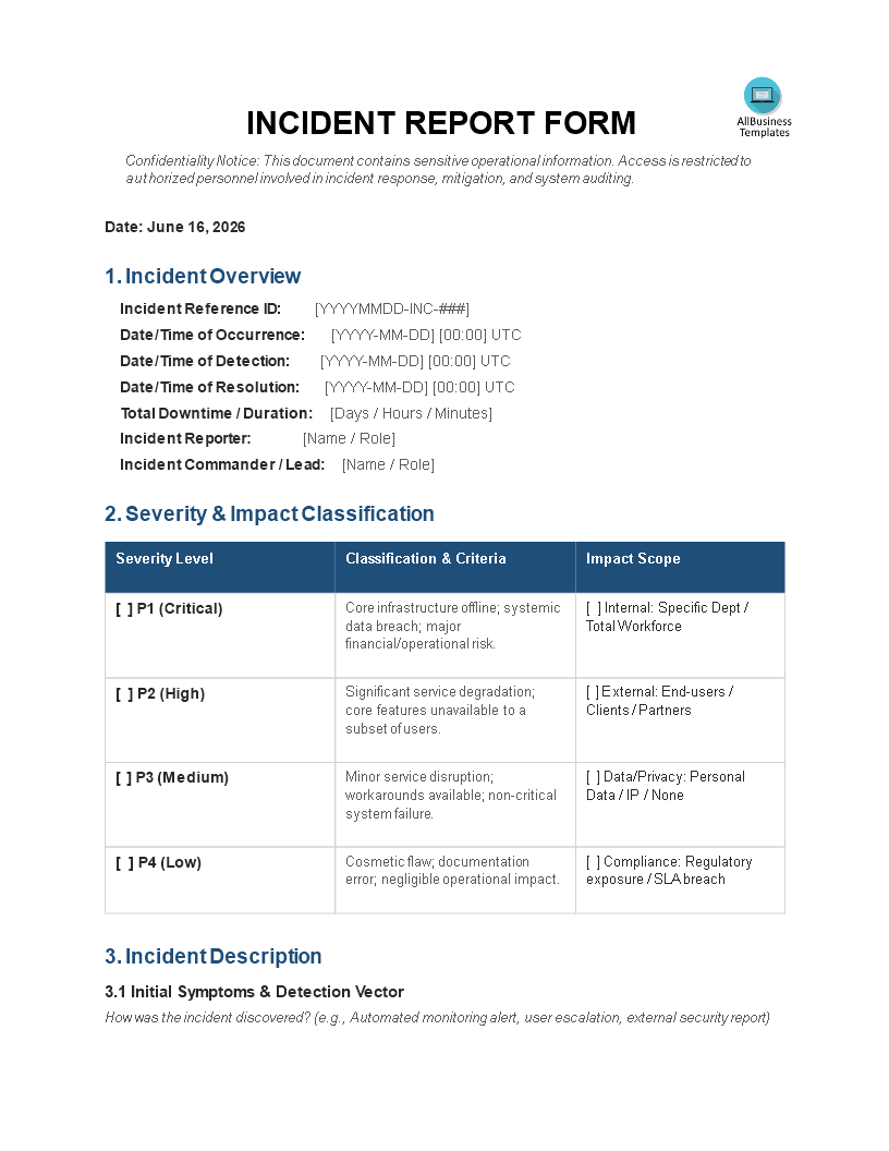 cyber security incident report template modèles
