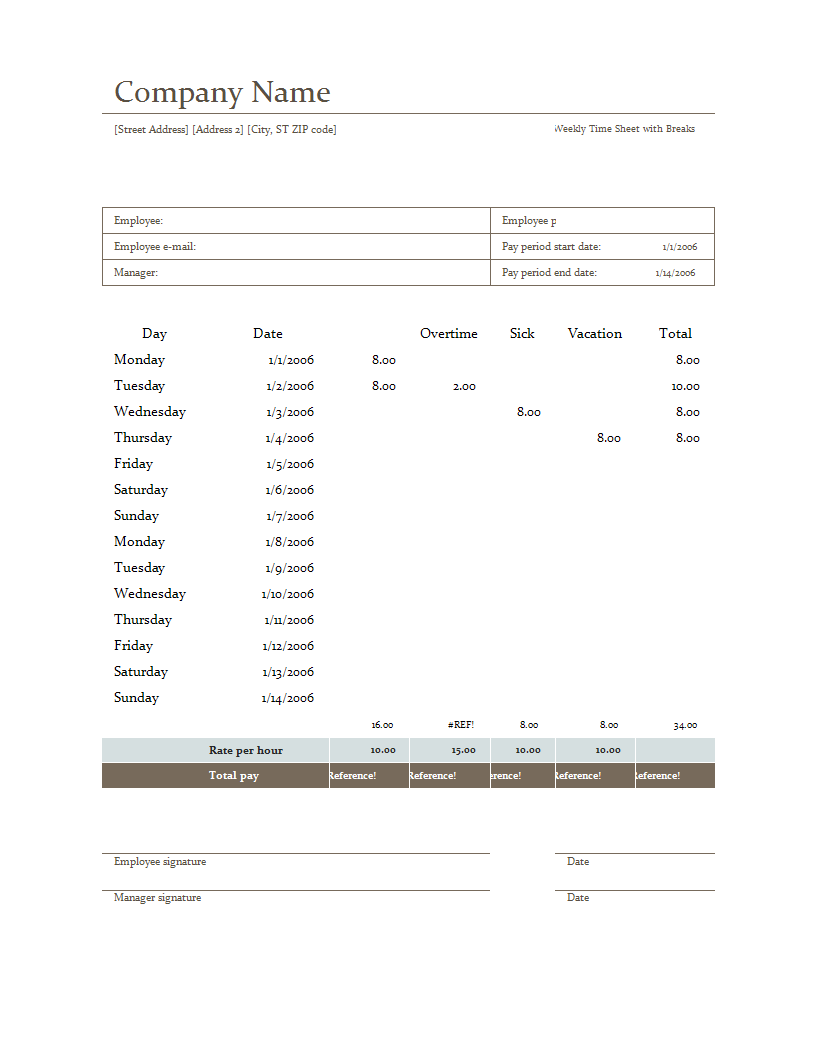 biweekly timesheet template Hauptschablonenbild