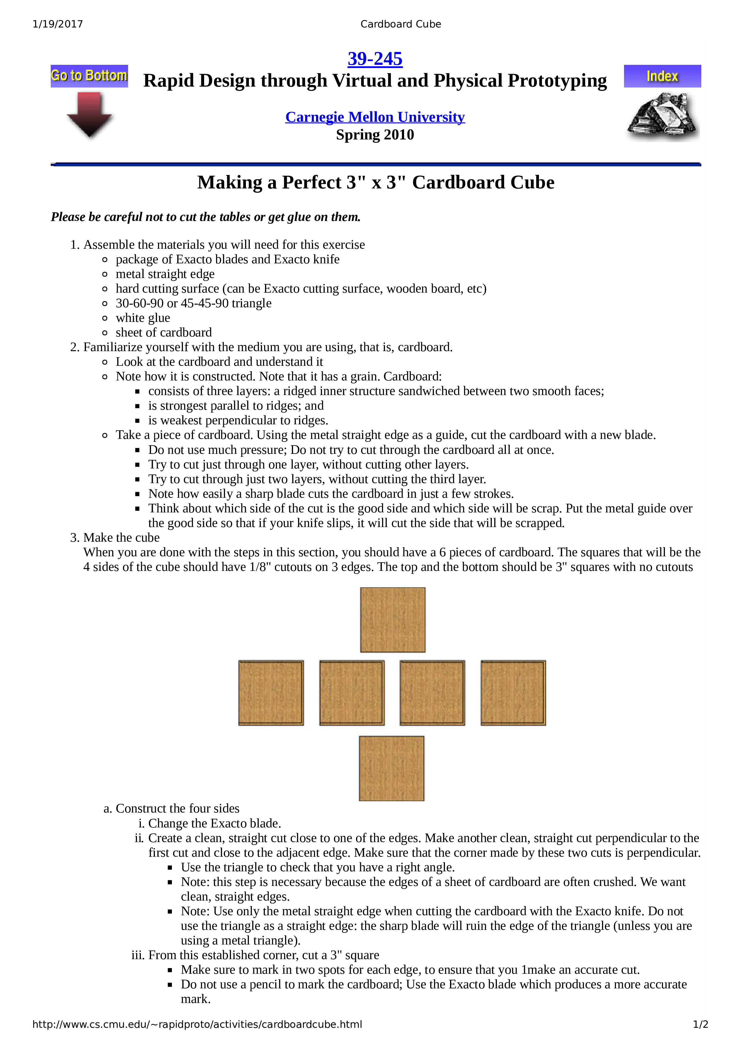 cardboard cube voorbeeld afbeelding 