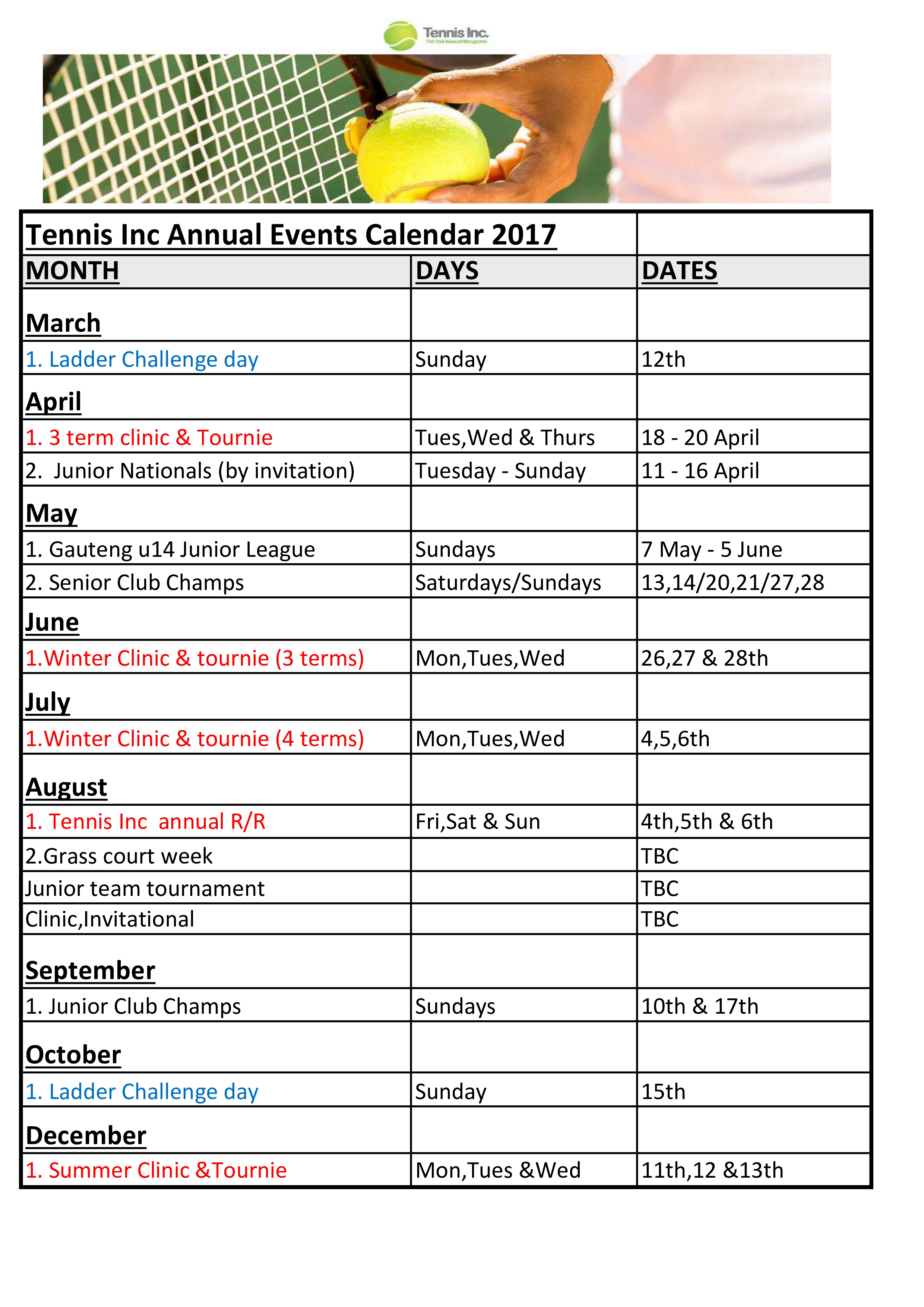 annual event calendar sample template