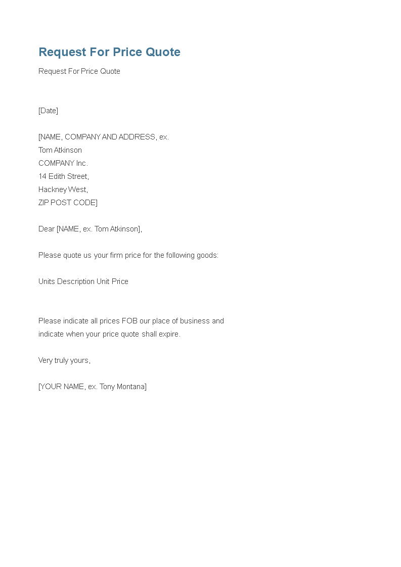 price offer request letter template
