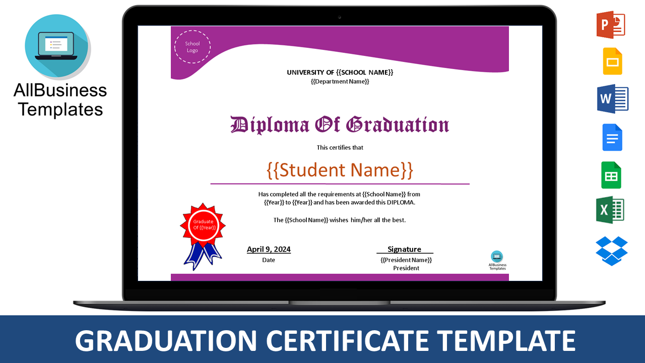 graduation certificate template template