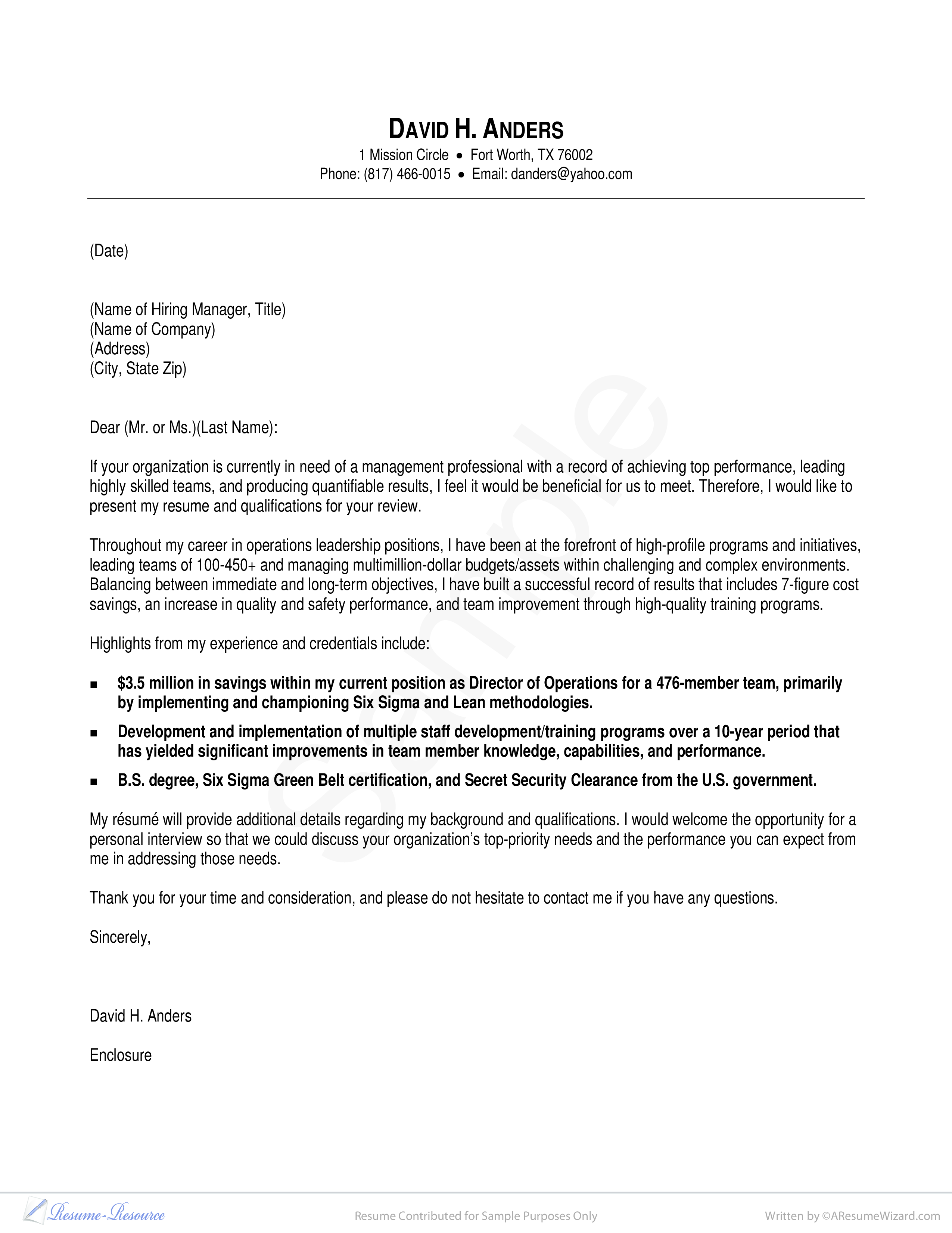 Cover Letter For Military To Management | Templates at ...