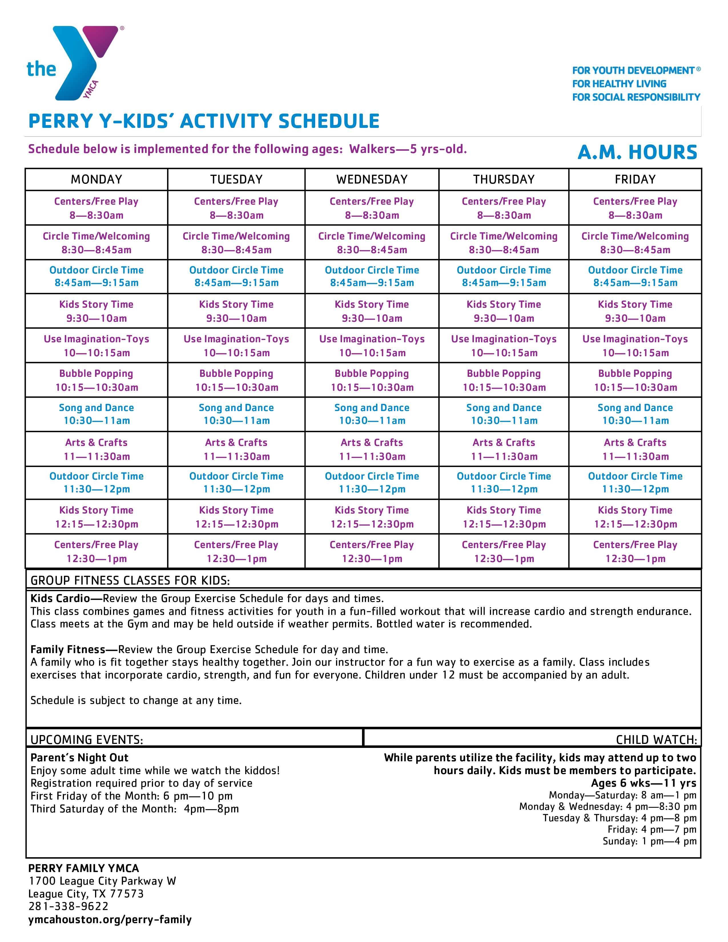 Kids Activity Schedule Templates at