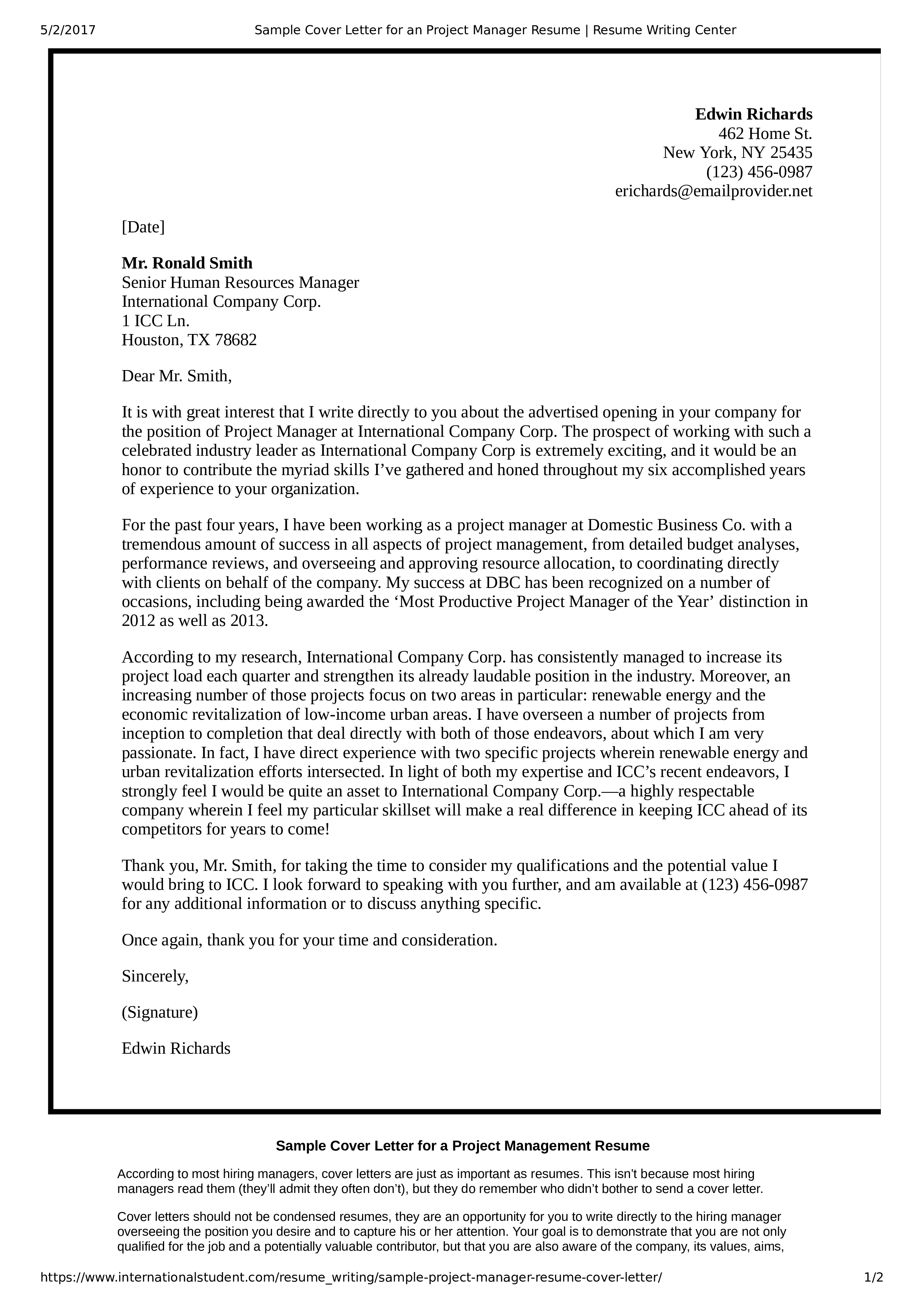 Manager Cover Letter Templates from www.allbusinesstemplates.com