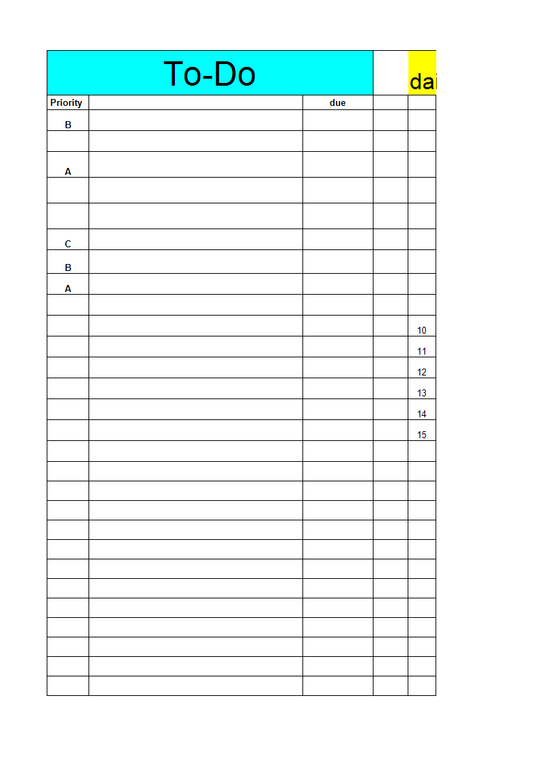 daily to-do checklist excel template plantilla imagen principal