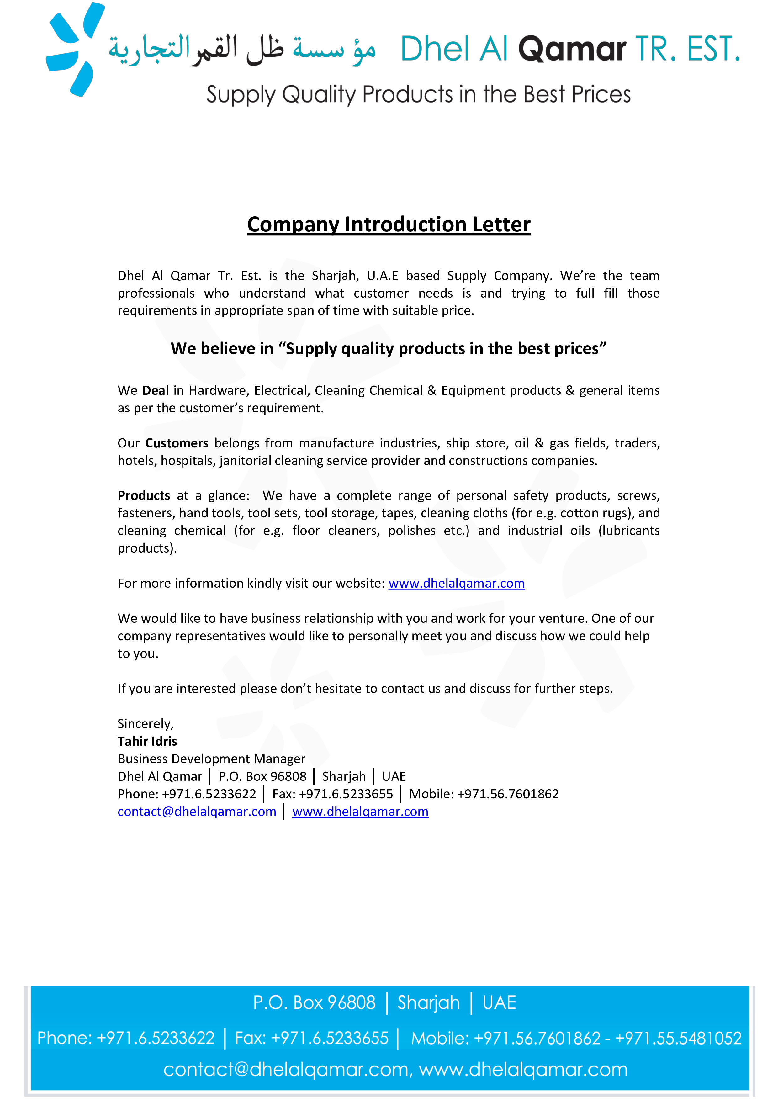 company introduction formal letter voorbeeld afbeelding 
