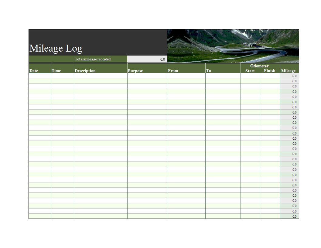 mileage log worksheet template Hauptschablonenbild