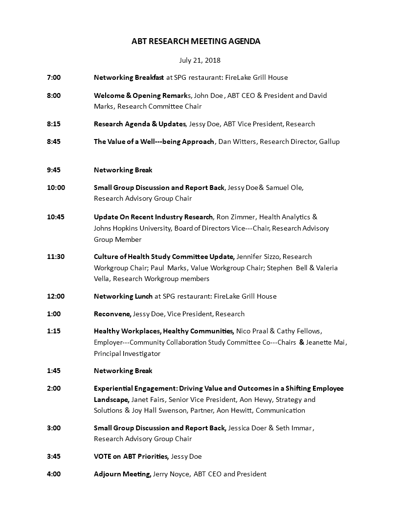 Research Meeting Agenda main image