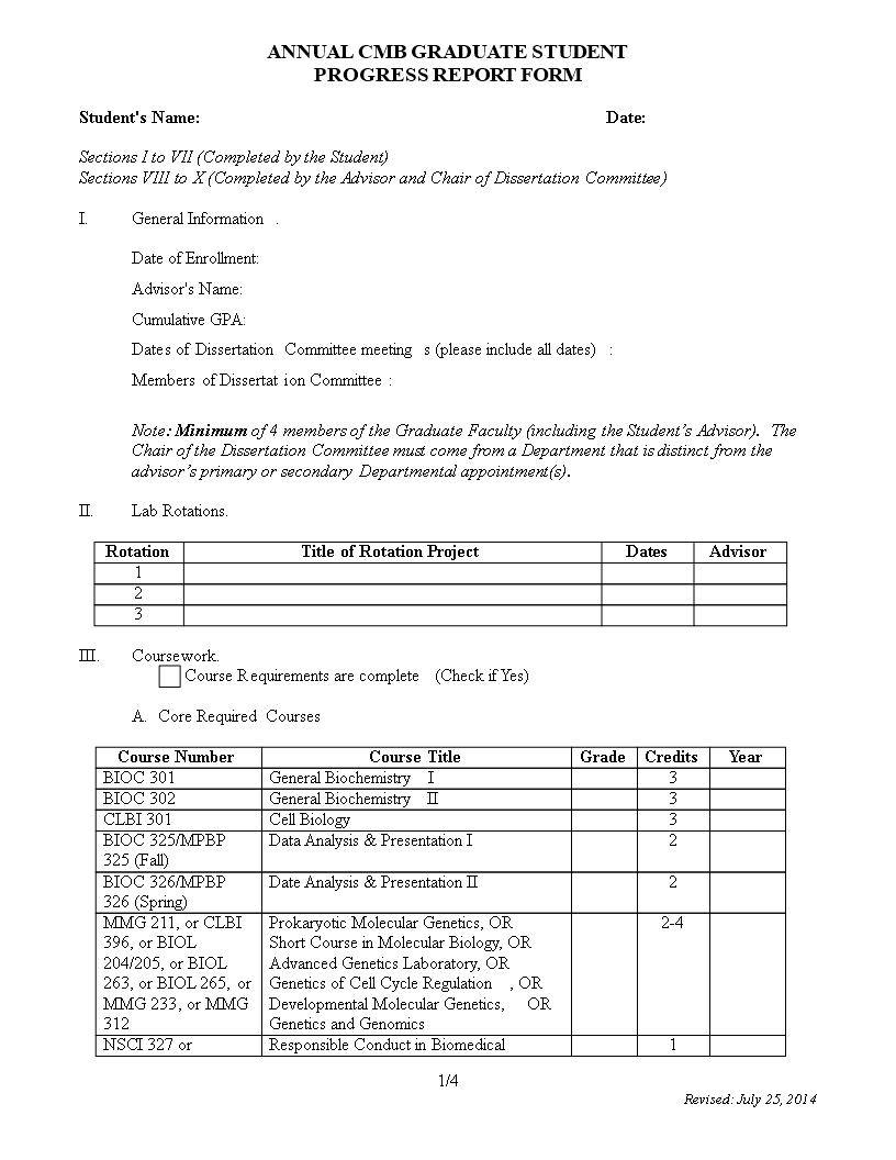 Kostenloses Student Progress Report Intended For Educational Progress Report Template