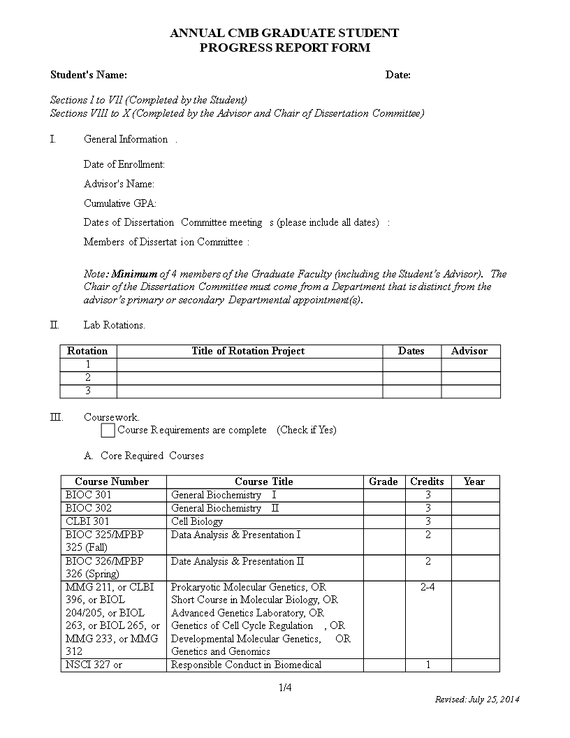 Kostenloses Student Progress Report Throughout Educational Progress Report Template