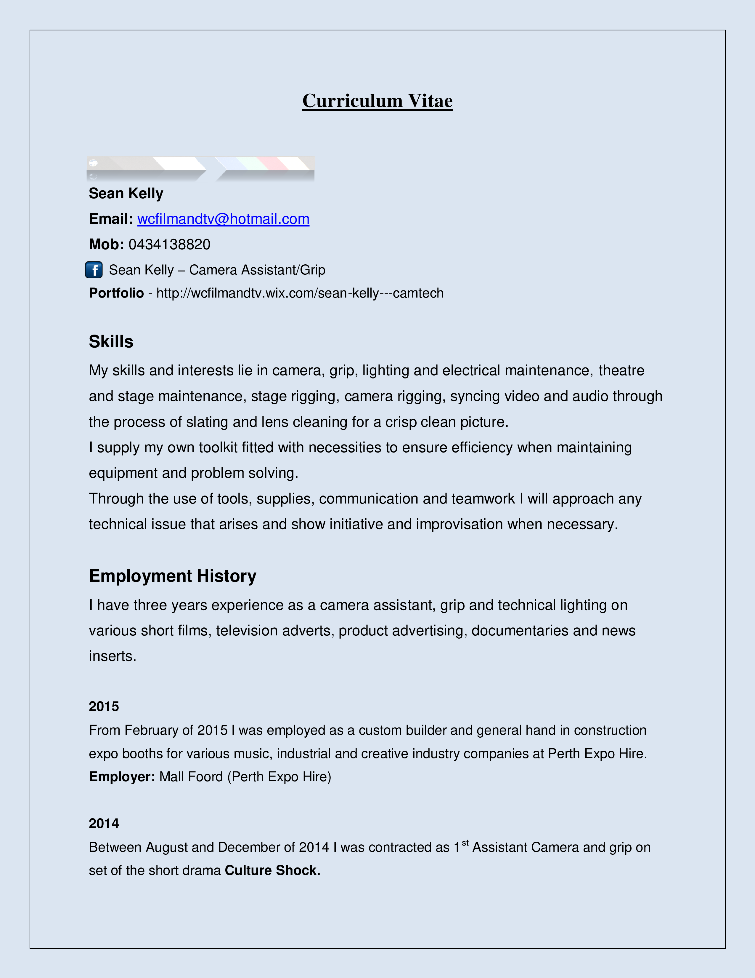 Director Curriculum Vitae sample main image