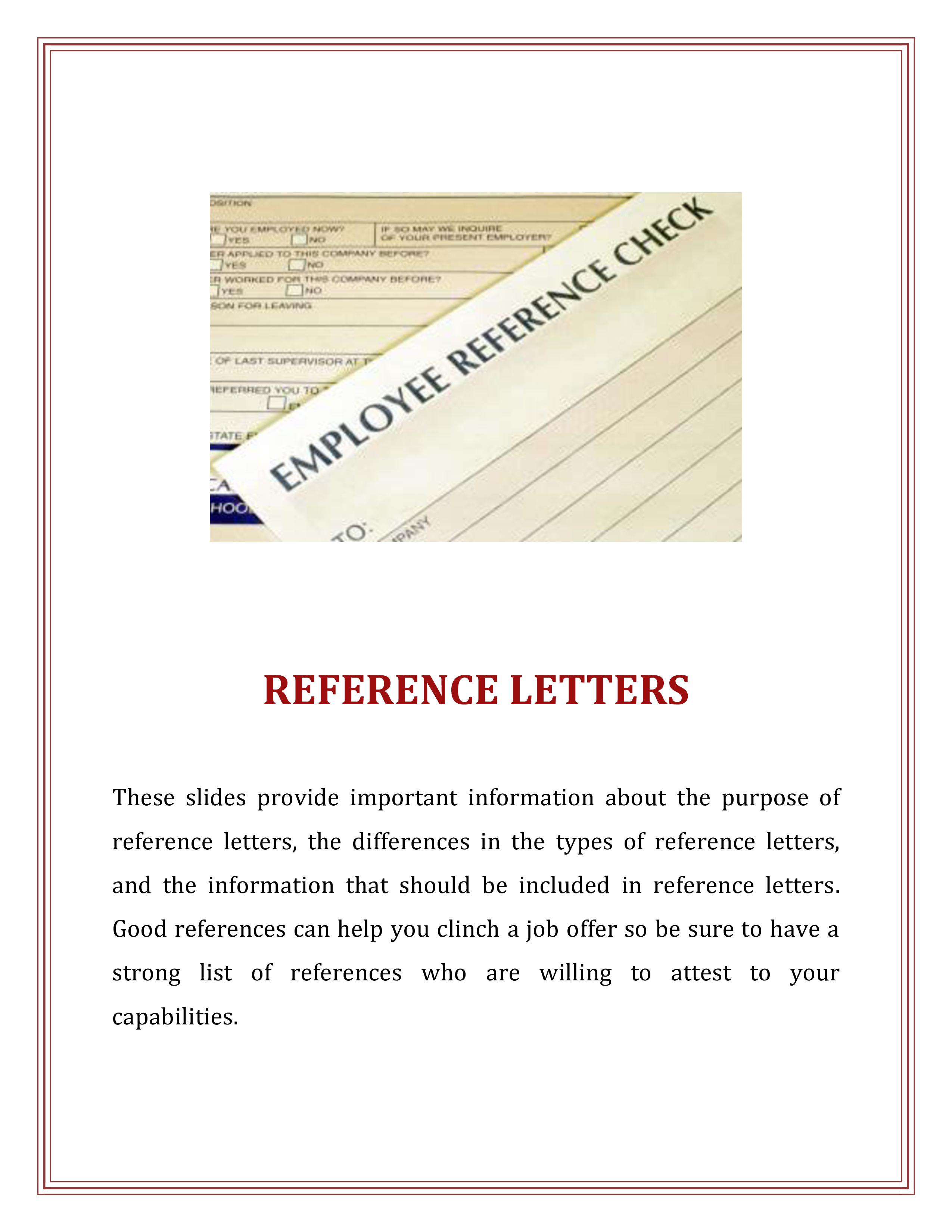 Business Reference Letter For Employment main image