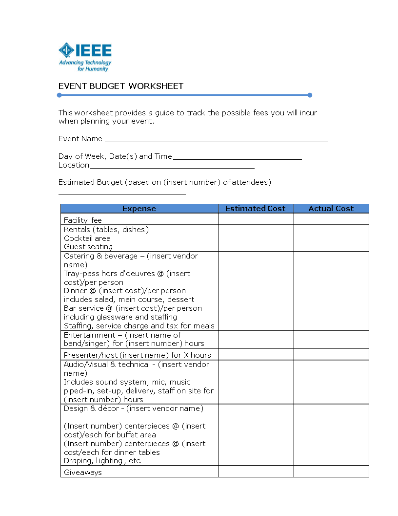 restaurant operating budget template