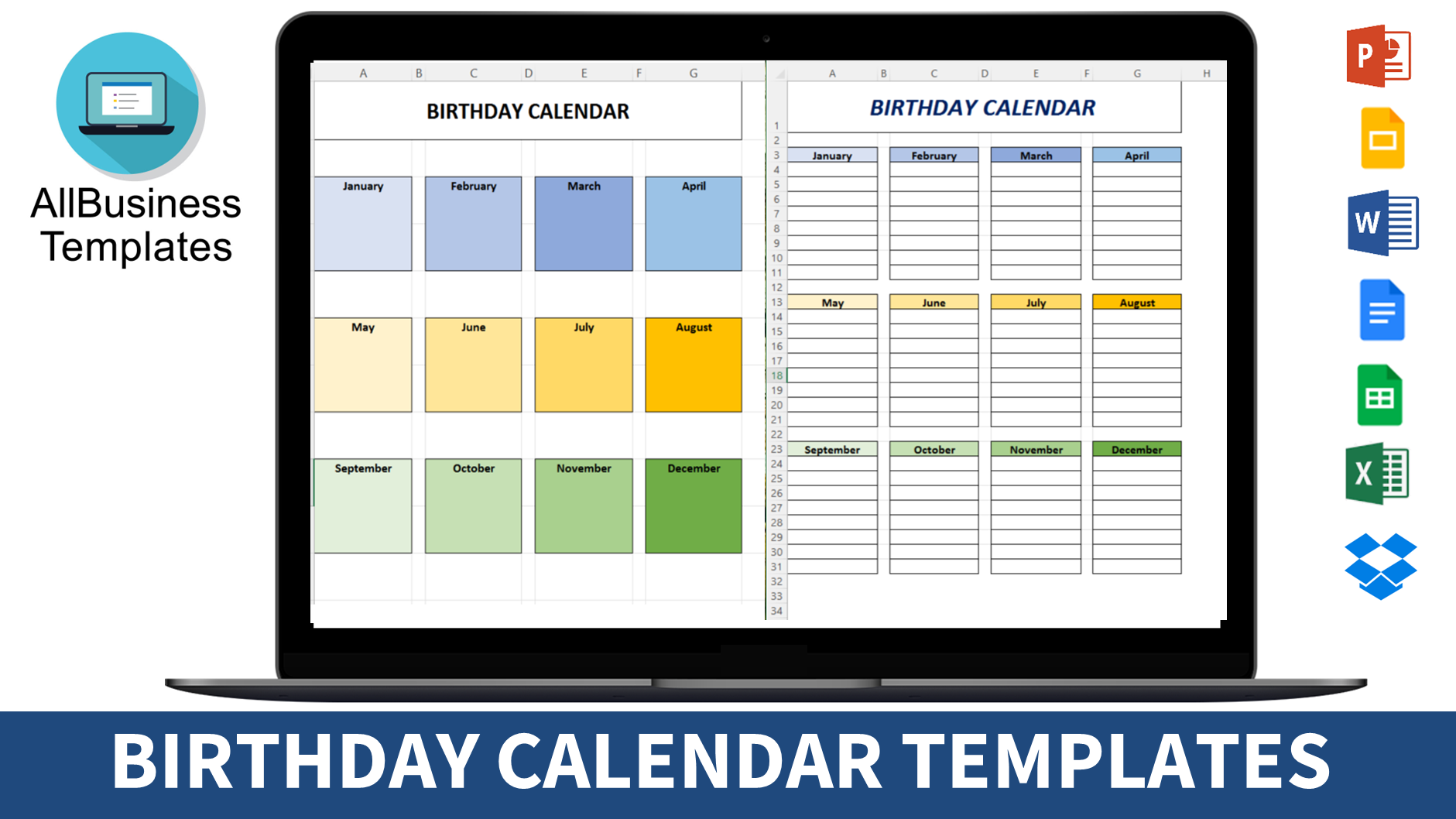 birthday calendar sample modèles