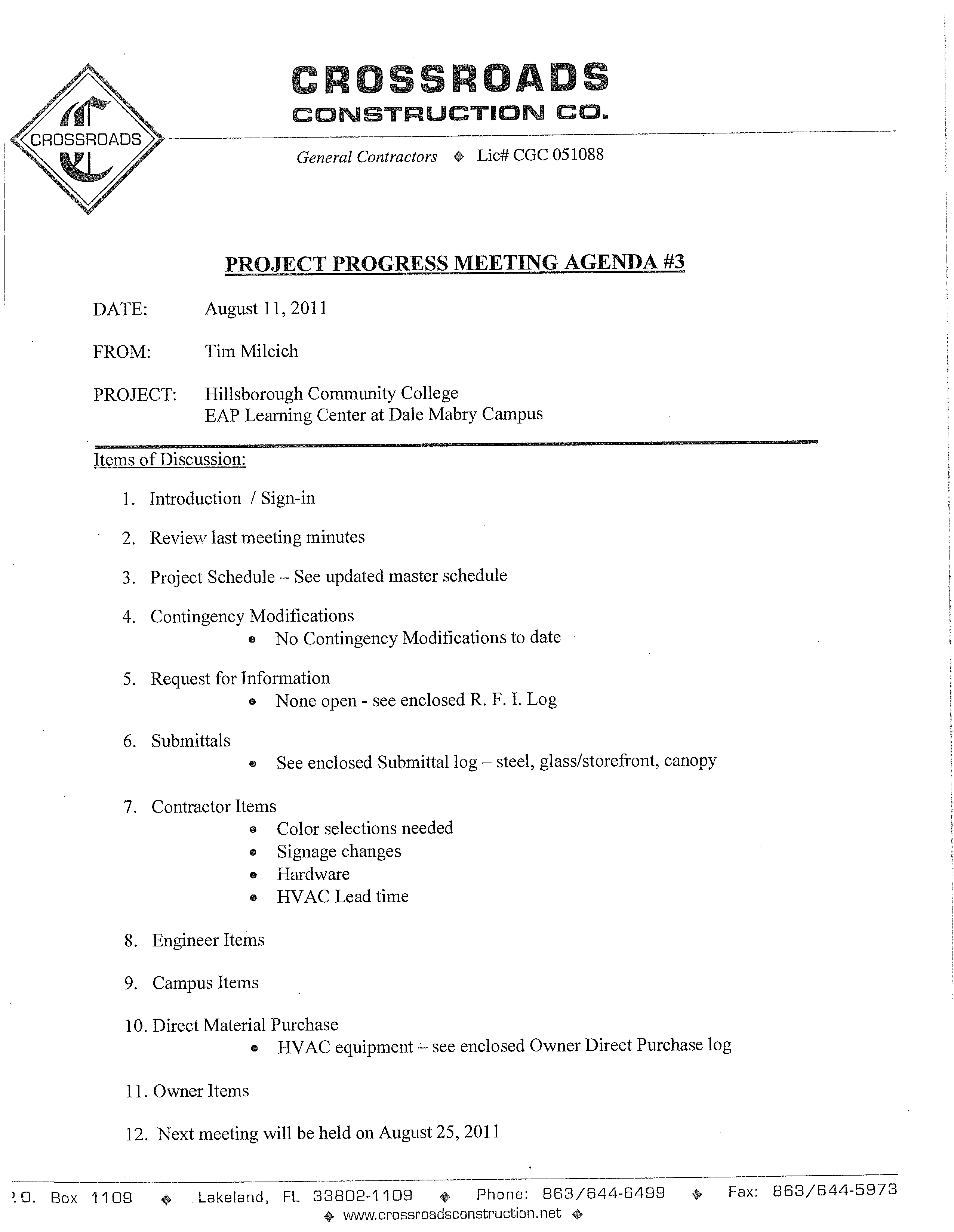 College Progress Meeting Agenda PDF main image