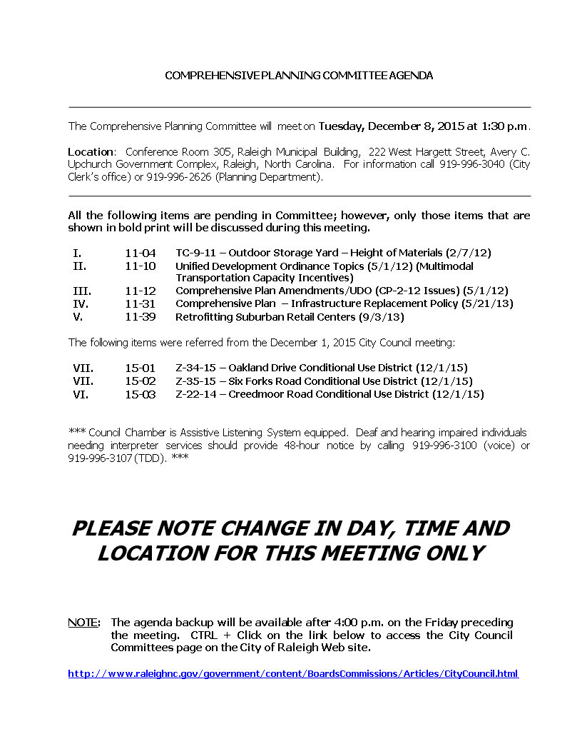  Planning Committee Agenda Allbusinesstemplates
