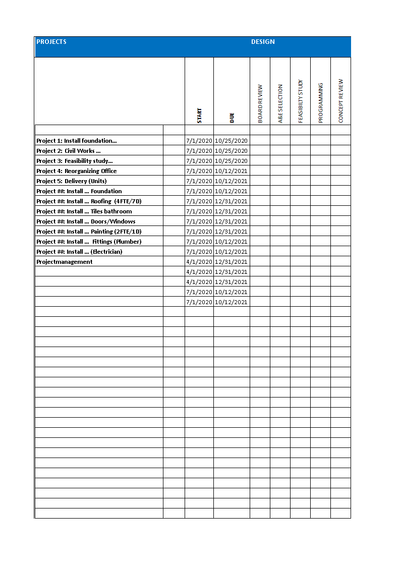 construction progress planning template