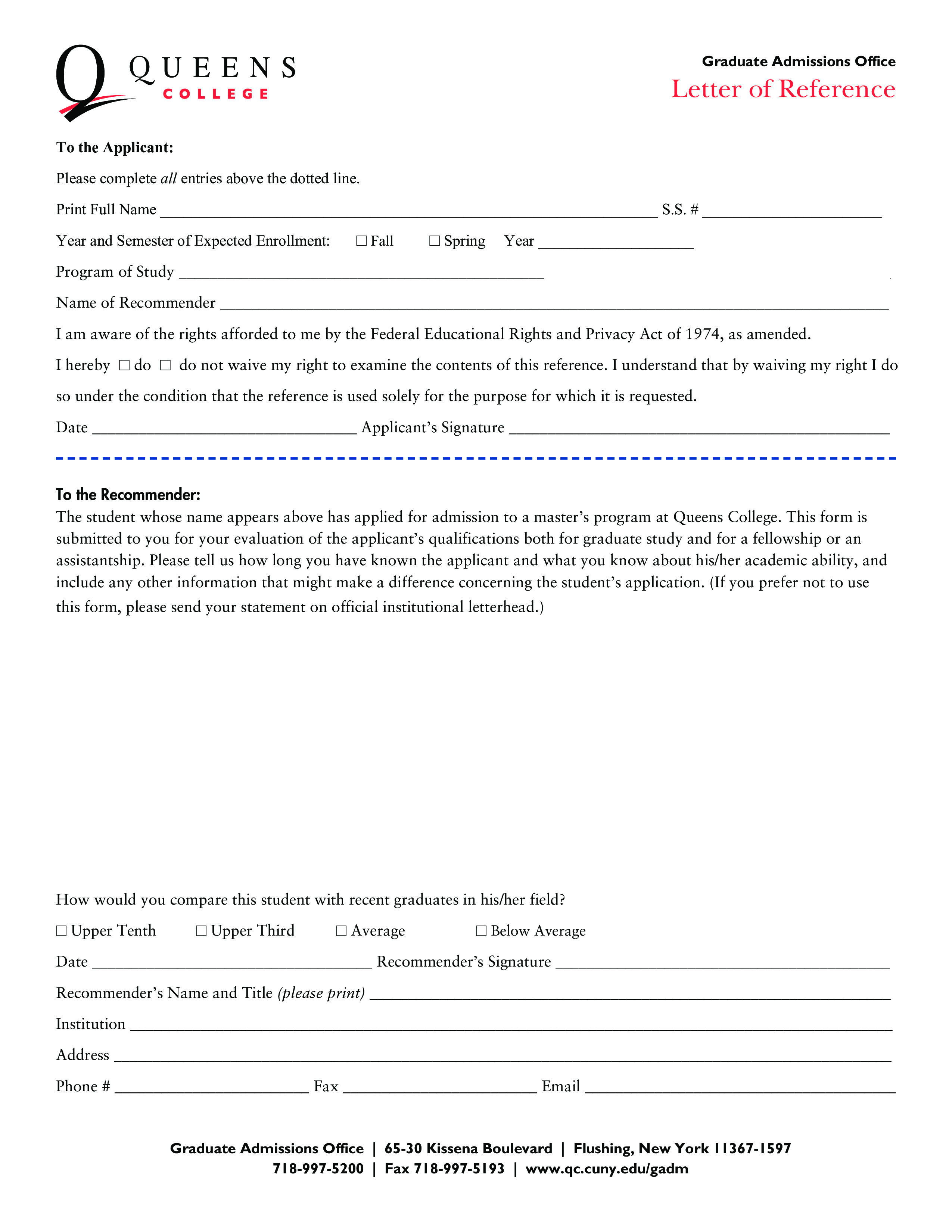 Kostenloses College Letter Of Reference Sample