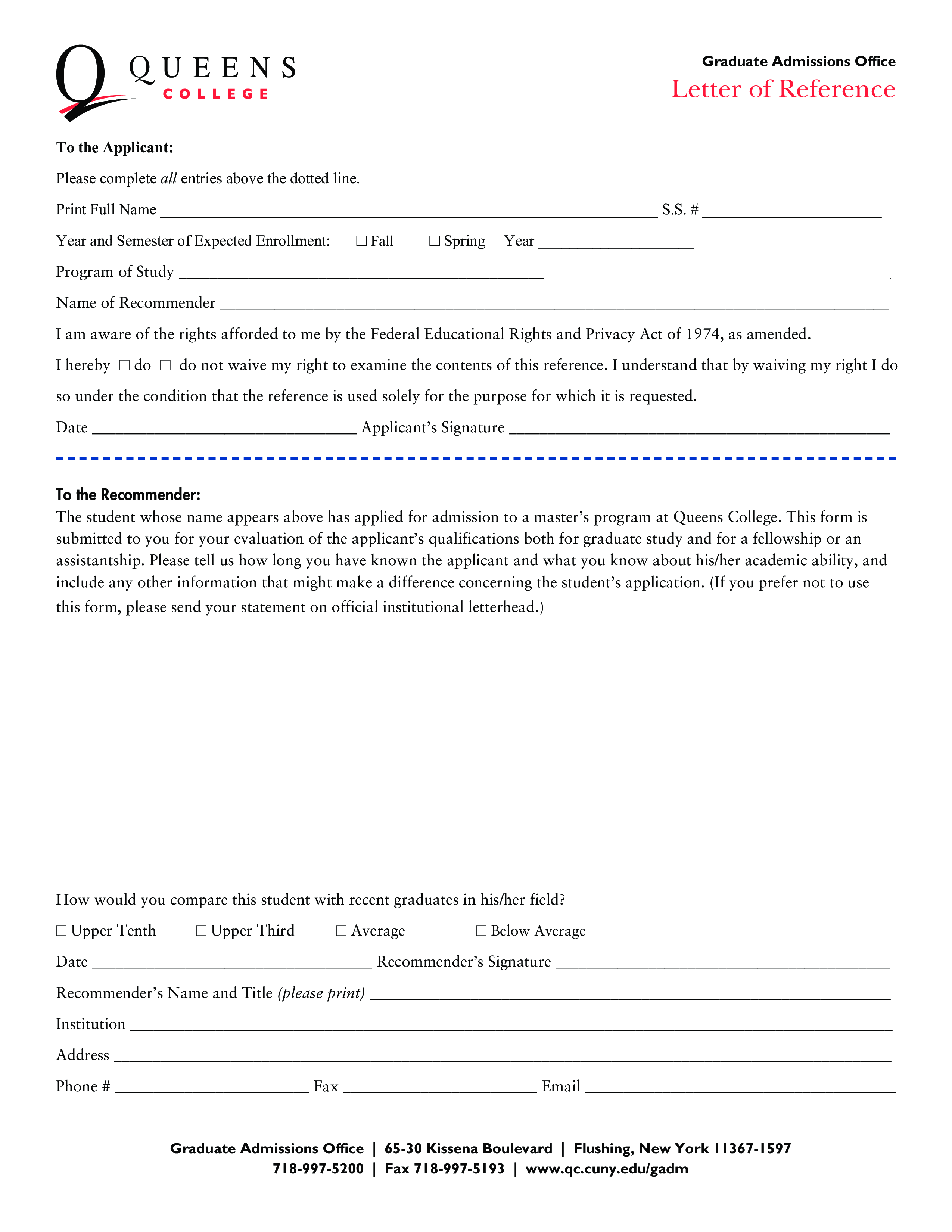 college letter of reference sample template