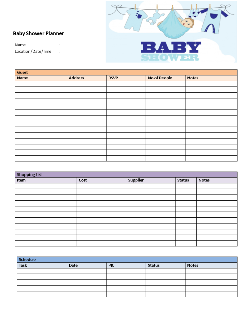 Baby Shower Agenda Template
