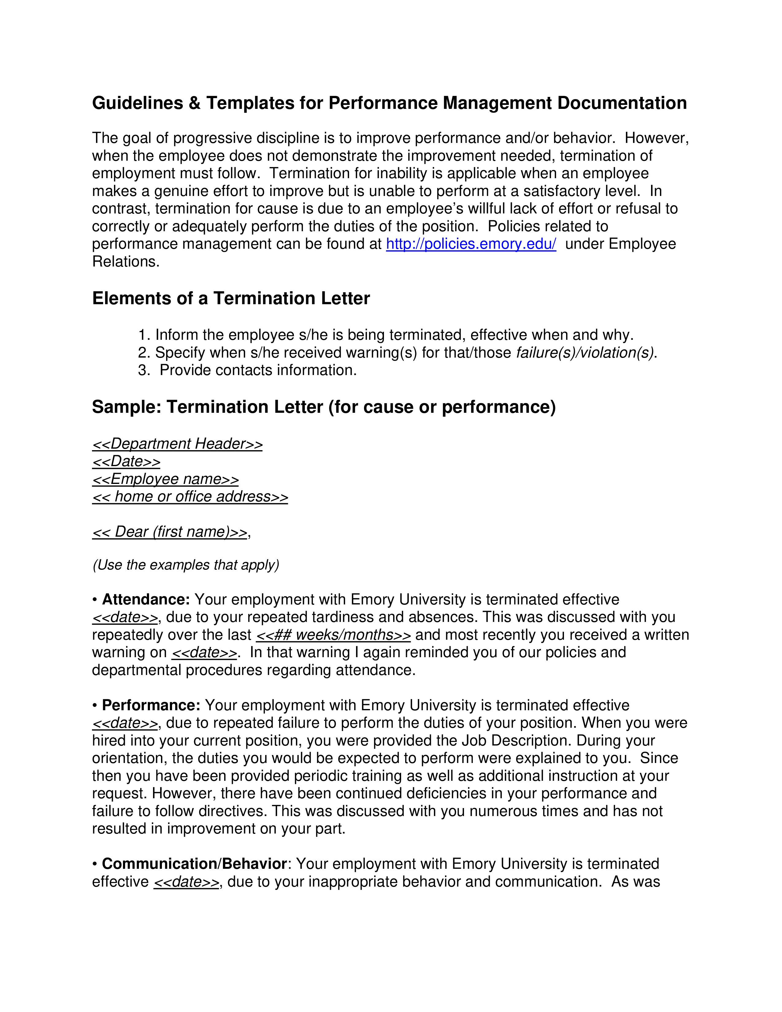 termination letter for poor sales performance template