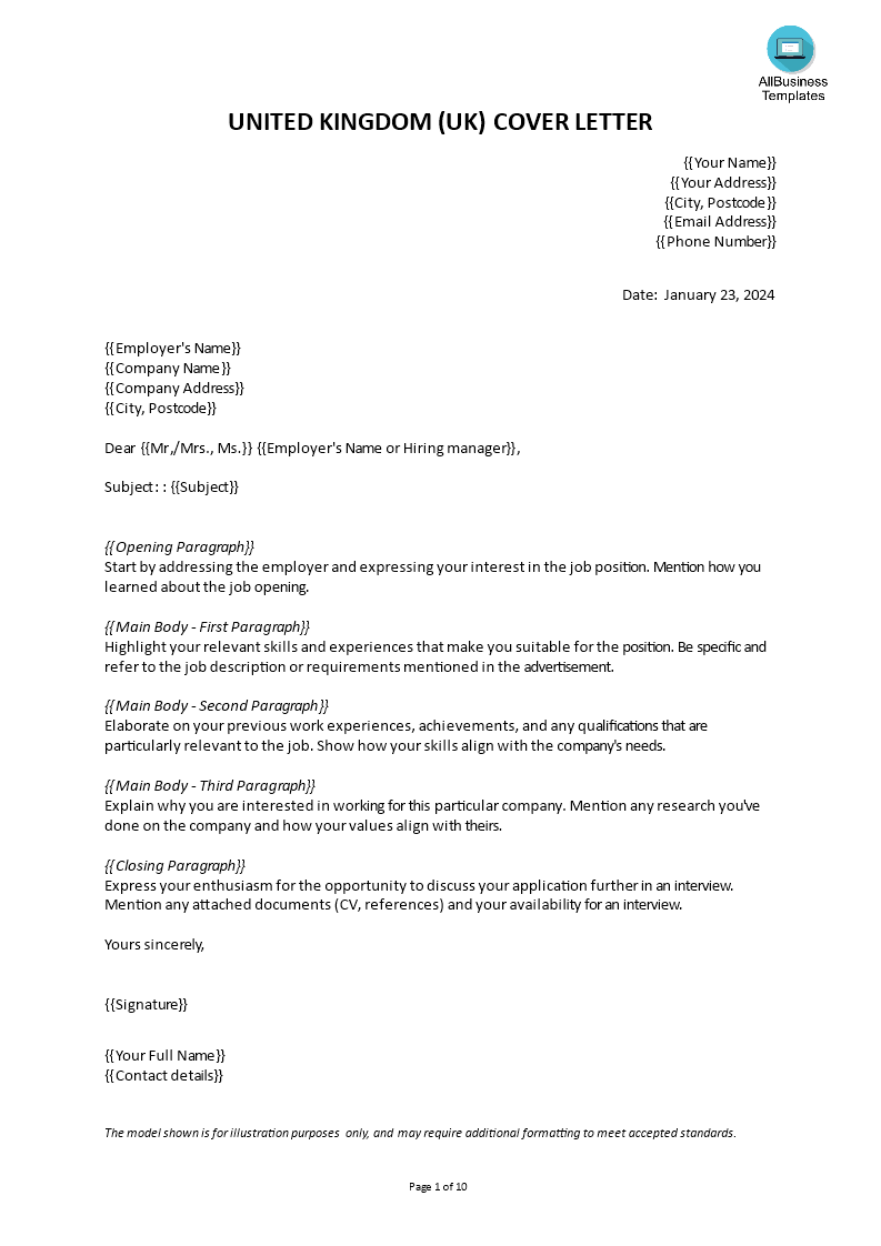 uk cover letter samples voorbeeld afbeelding 