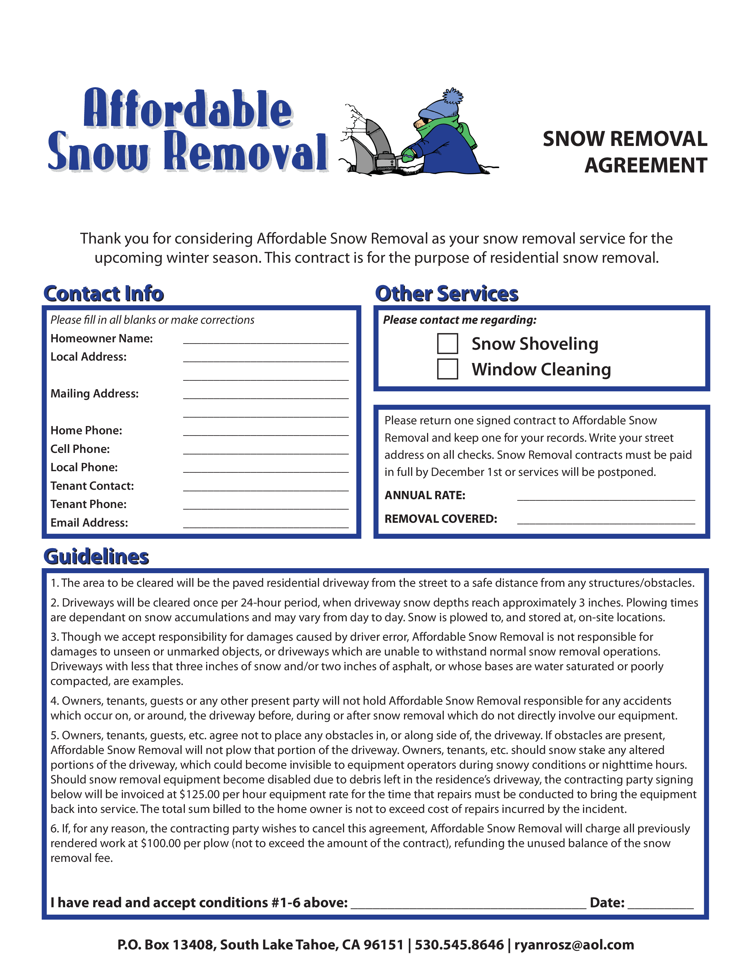 Snow Removal Contract Templates at