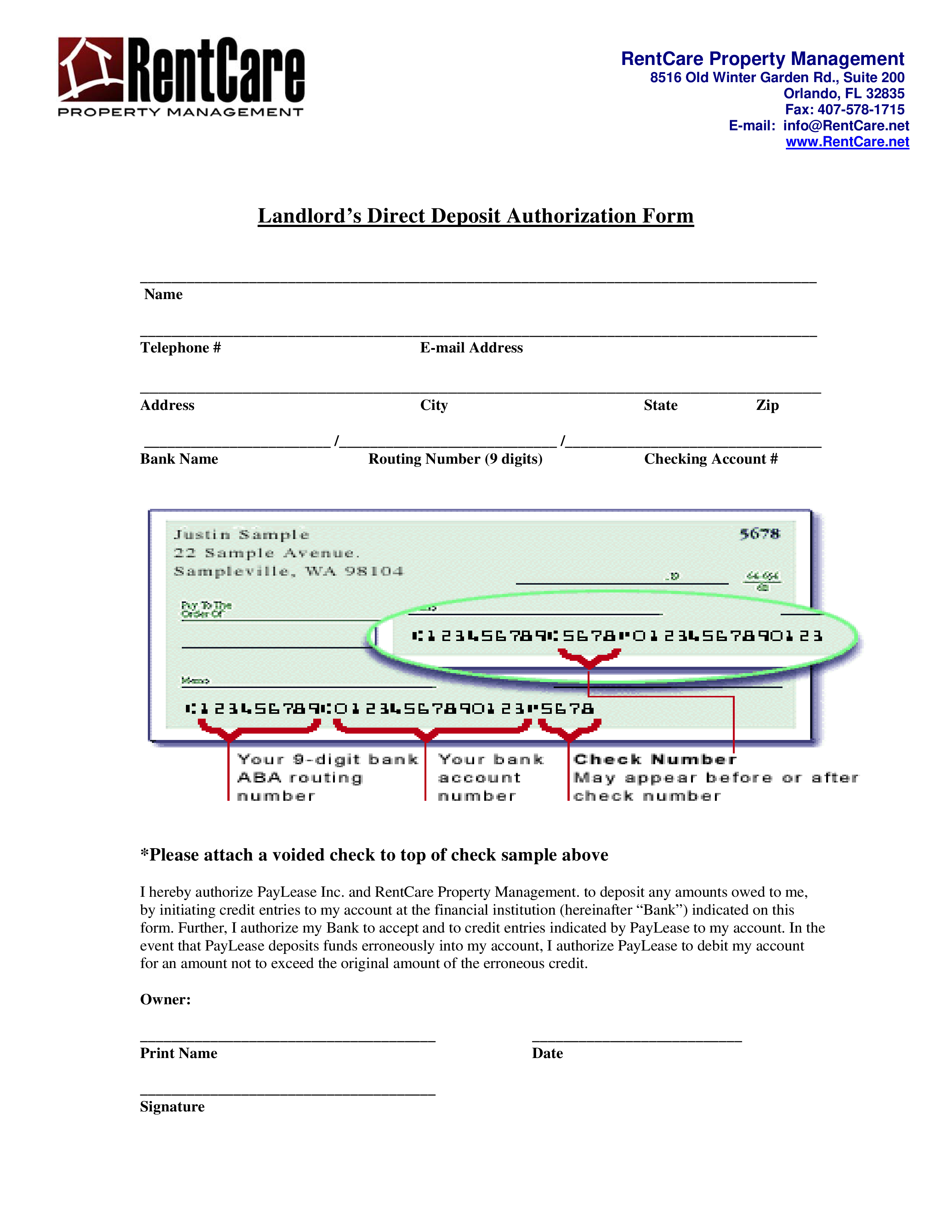 Landlord Direct Deposit Form  Templates at allbusinesstemplates.com Within direct debit agreement template
